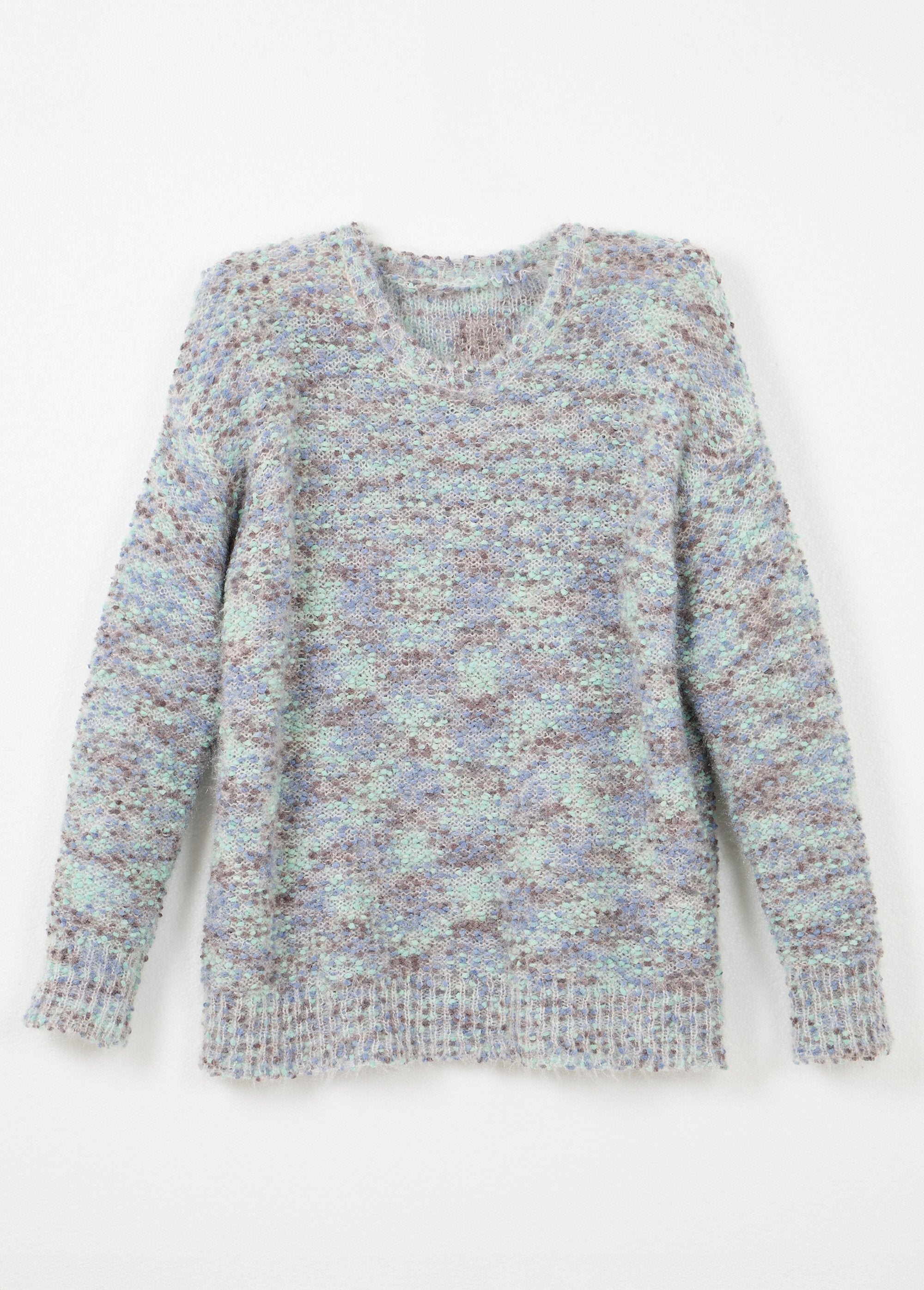 Pull_doux_col_rond_maille_boule_multicolore_Chine_bleu_AP1_slim