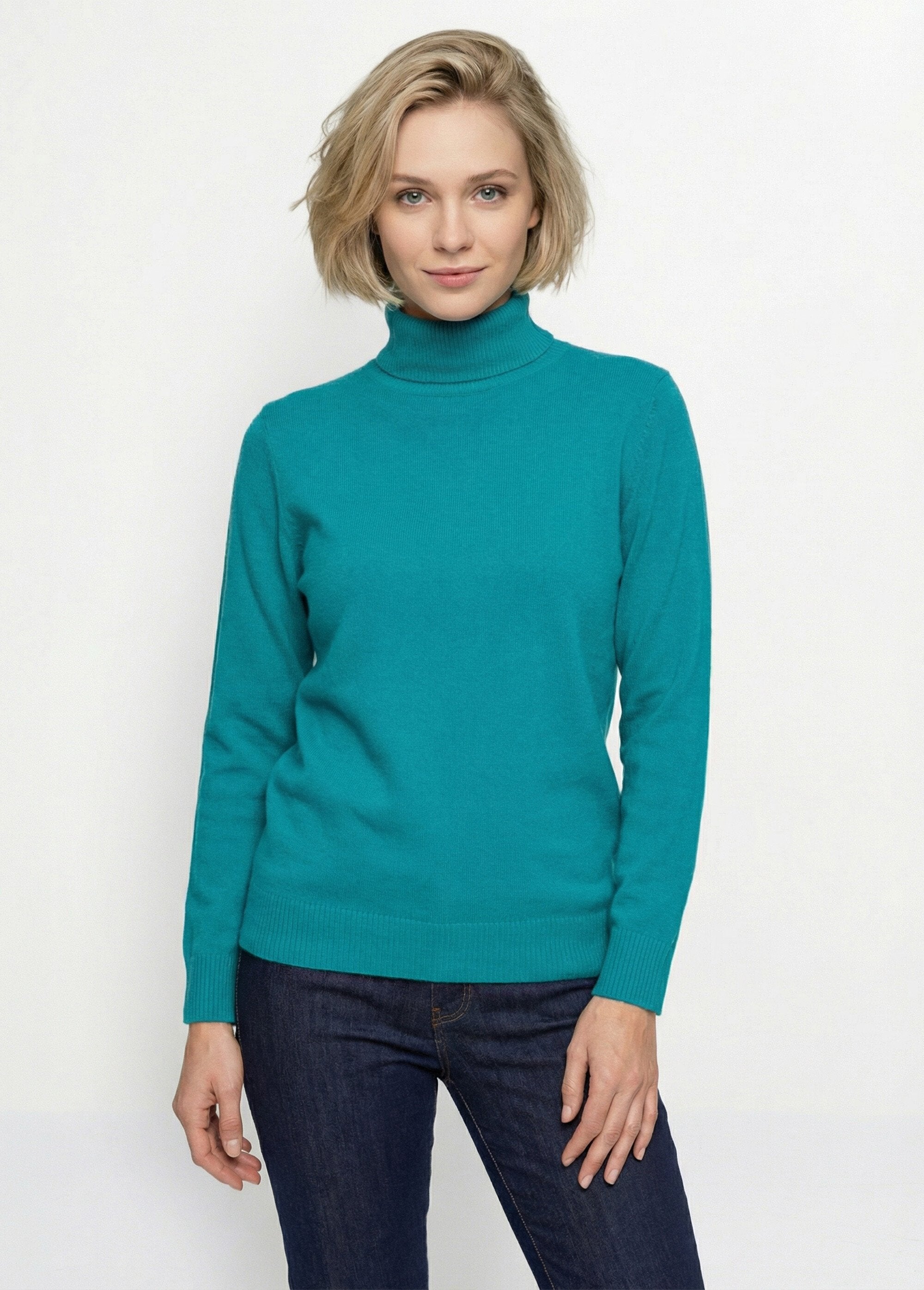 Pull_doux_col_roulé_manches_longues_Vert_FA1_slim
