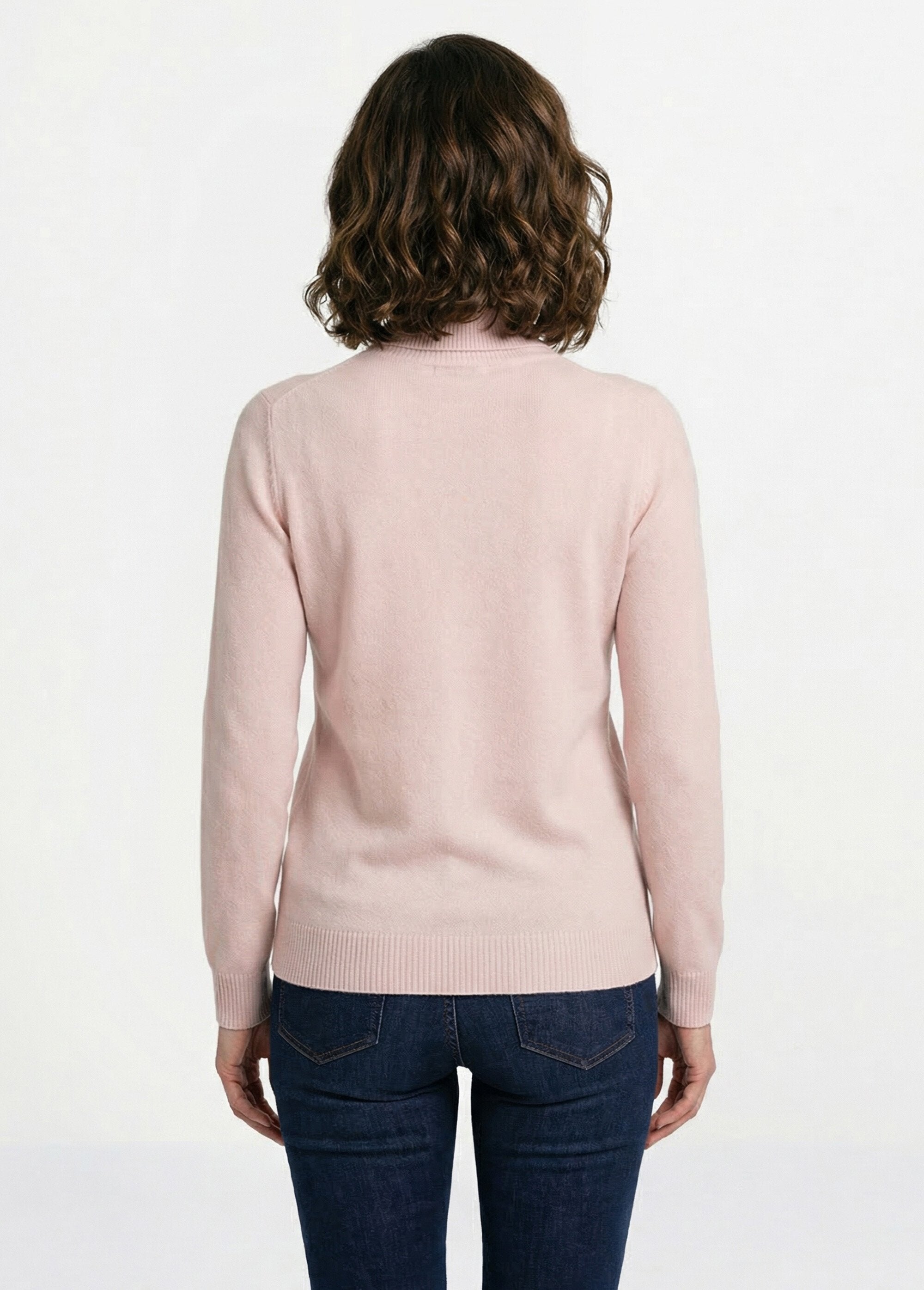 Pull_doux_col_roulé_manches_longues_Rose_DO1_slim