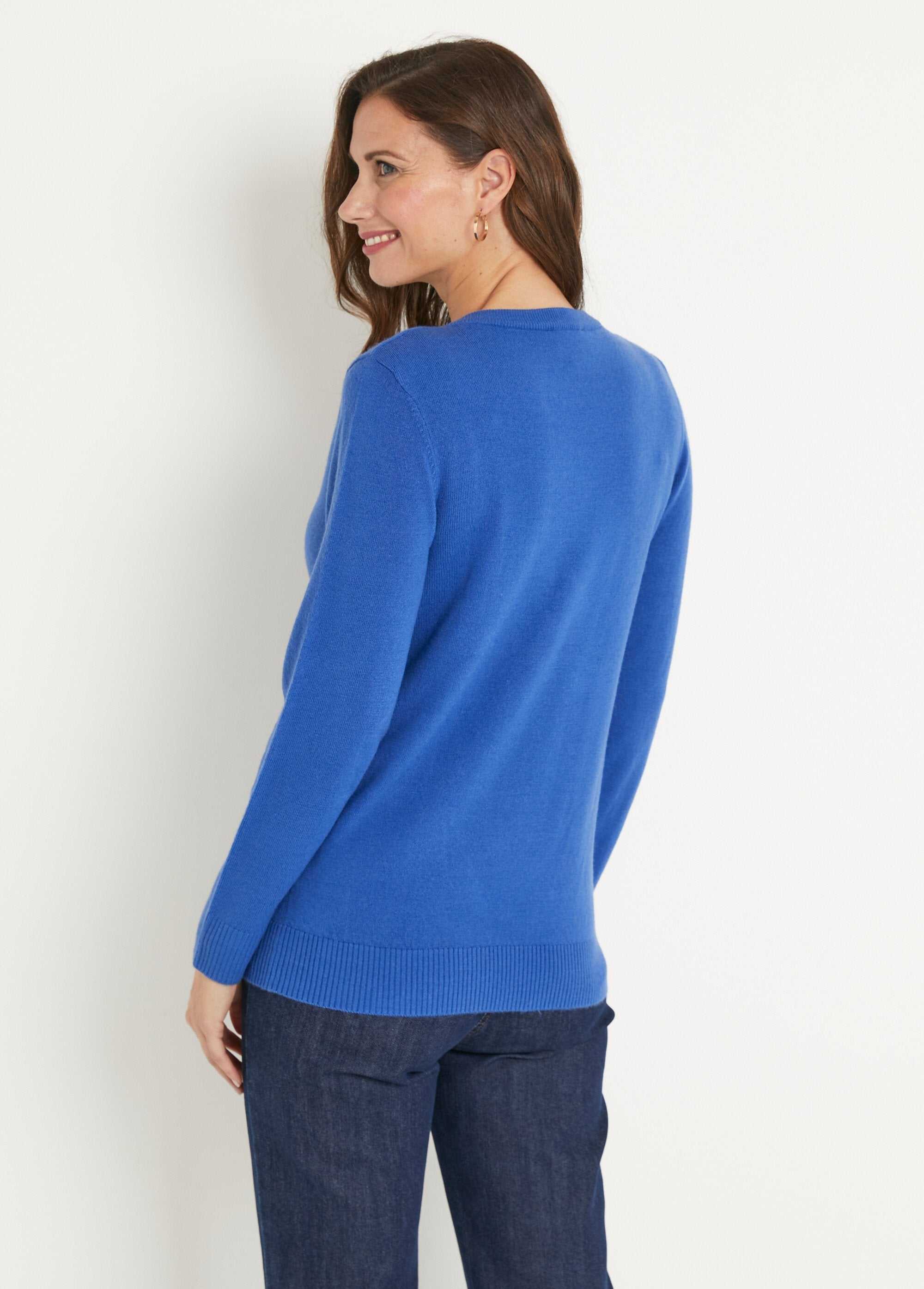 Pull_doux_col_V_manches_longues_Bleu_DO1_slim