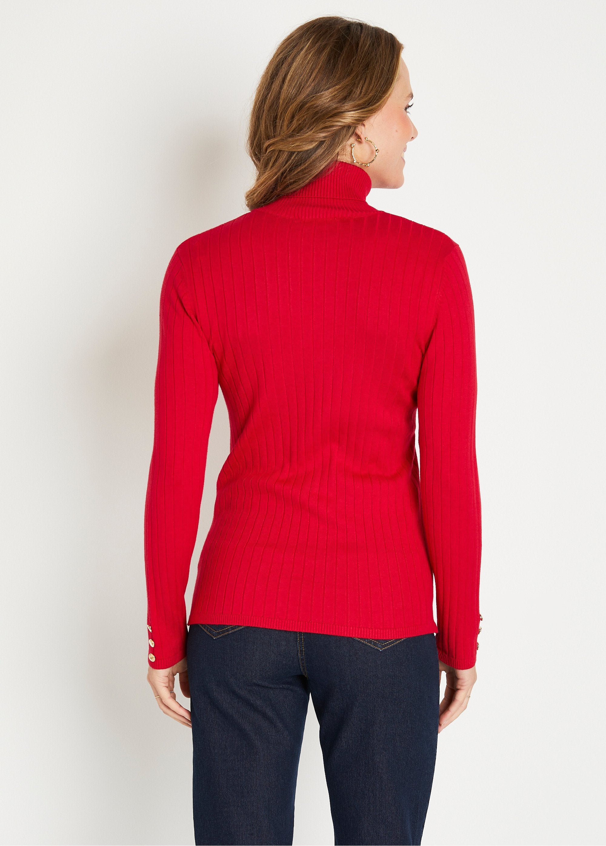 Pull_doux_côtelé_court_col_roulé_côtes_plates_Rouge_DO1_slim