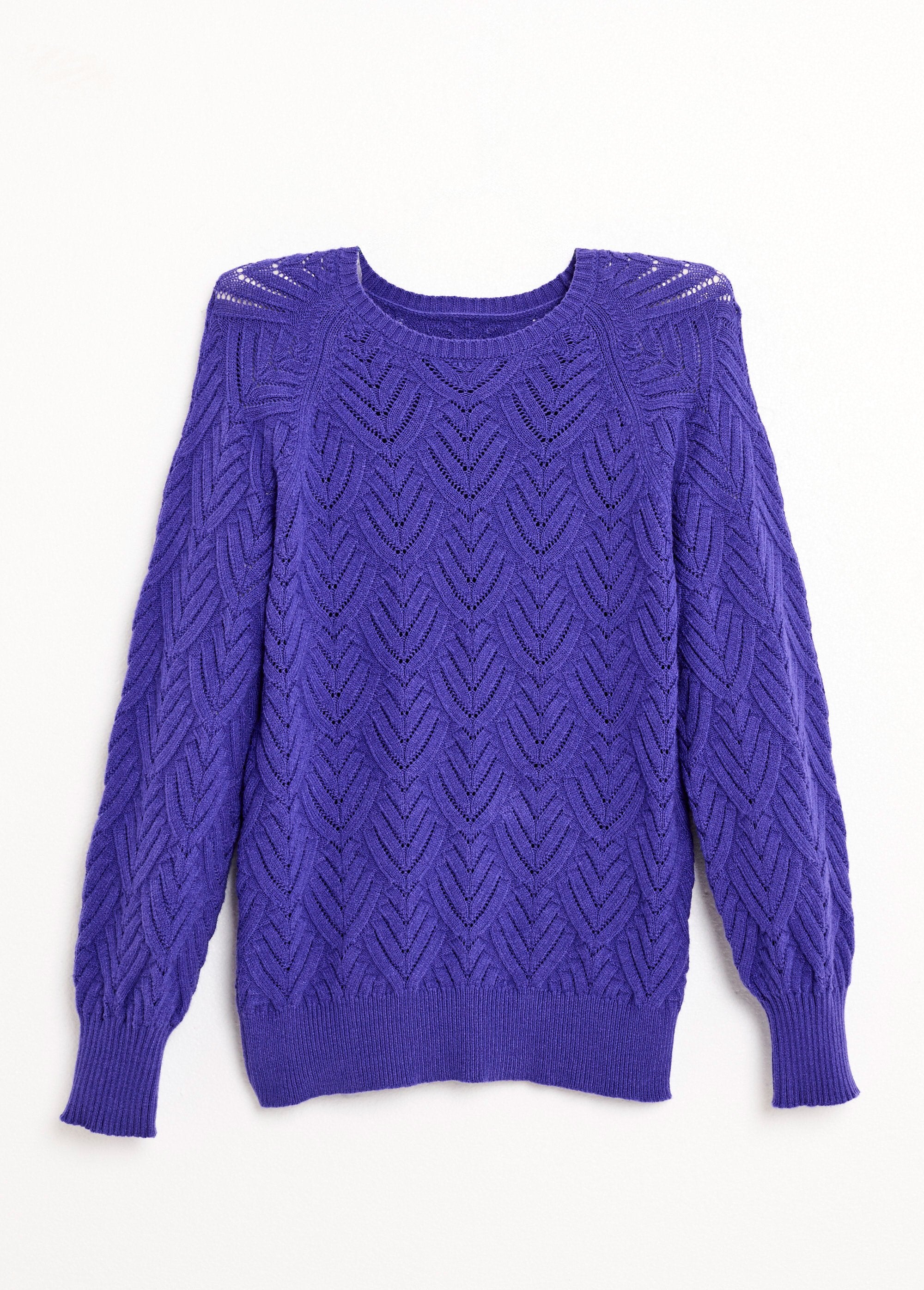 Pull_doux_court_col_rond_uni_ajouré_Violet_AP1_slim