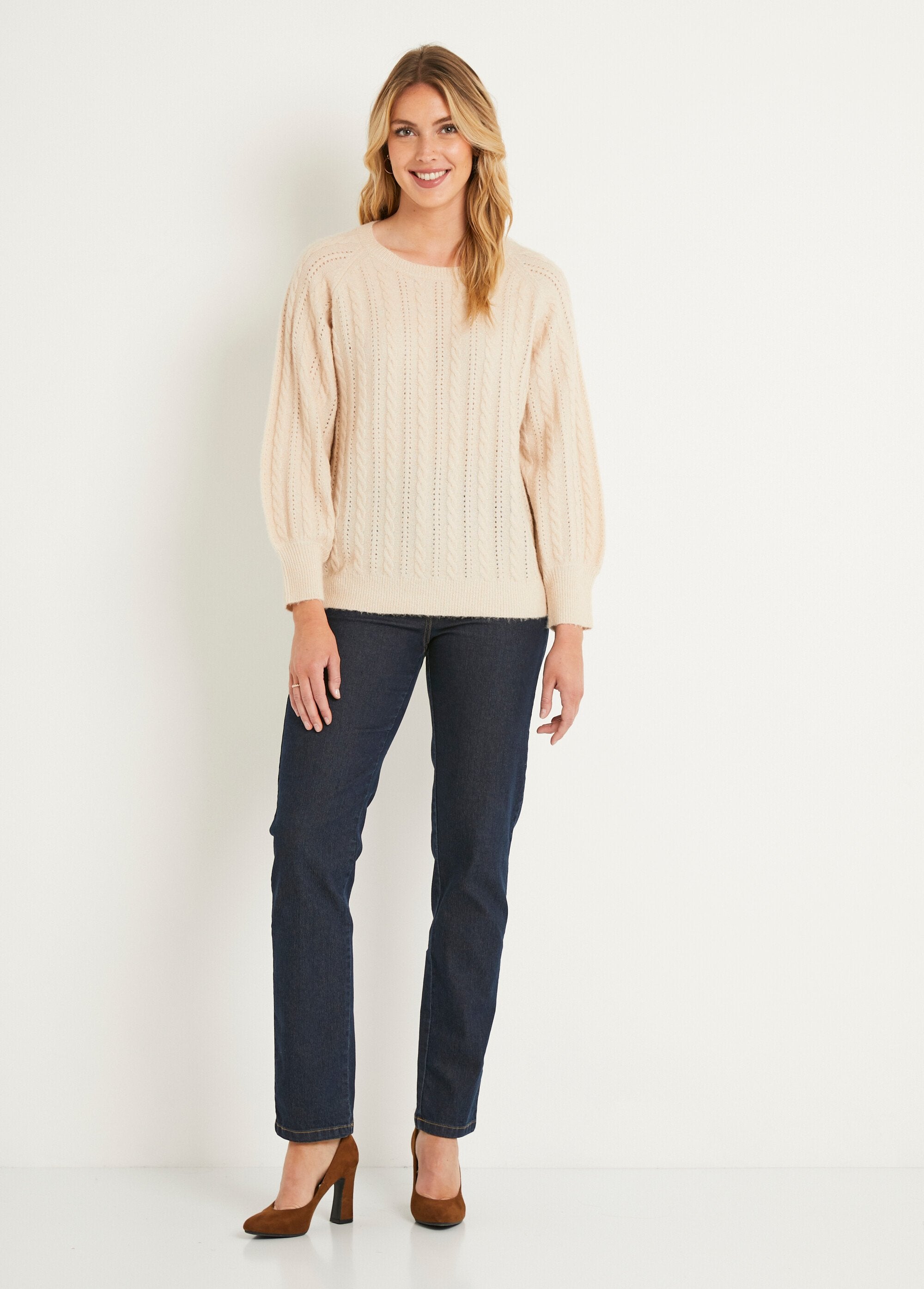 Pull_doux_maille_irisée_torsadée_ajourée_laine_Beige_SF1_slim