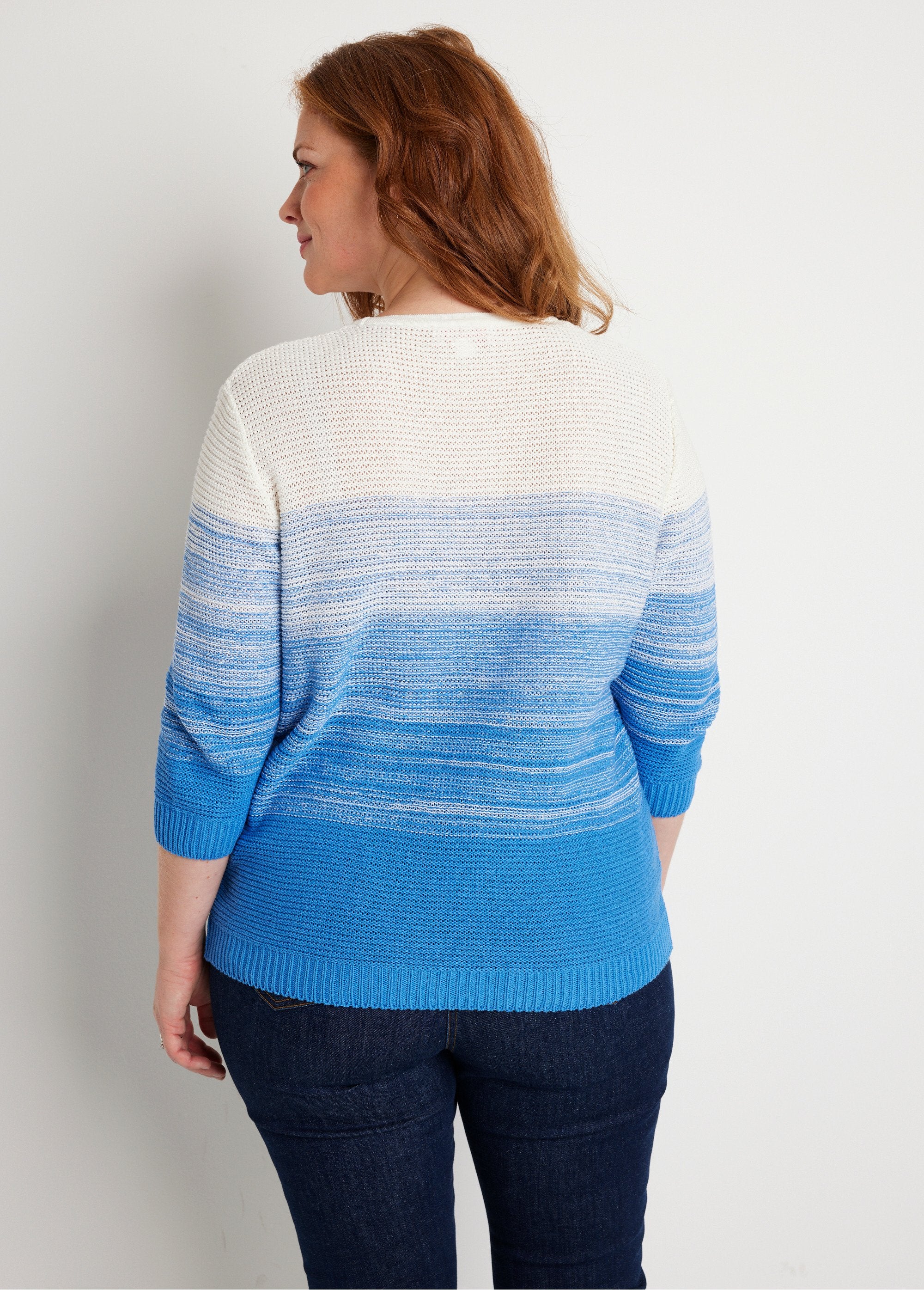 Pull_doux_manches_3/4_coton_Blanc_et_bleu_DO1_curvy