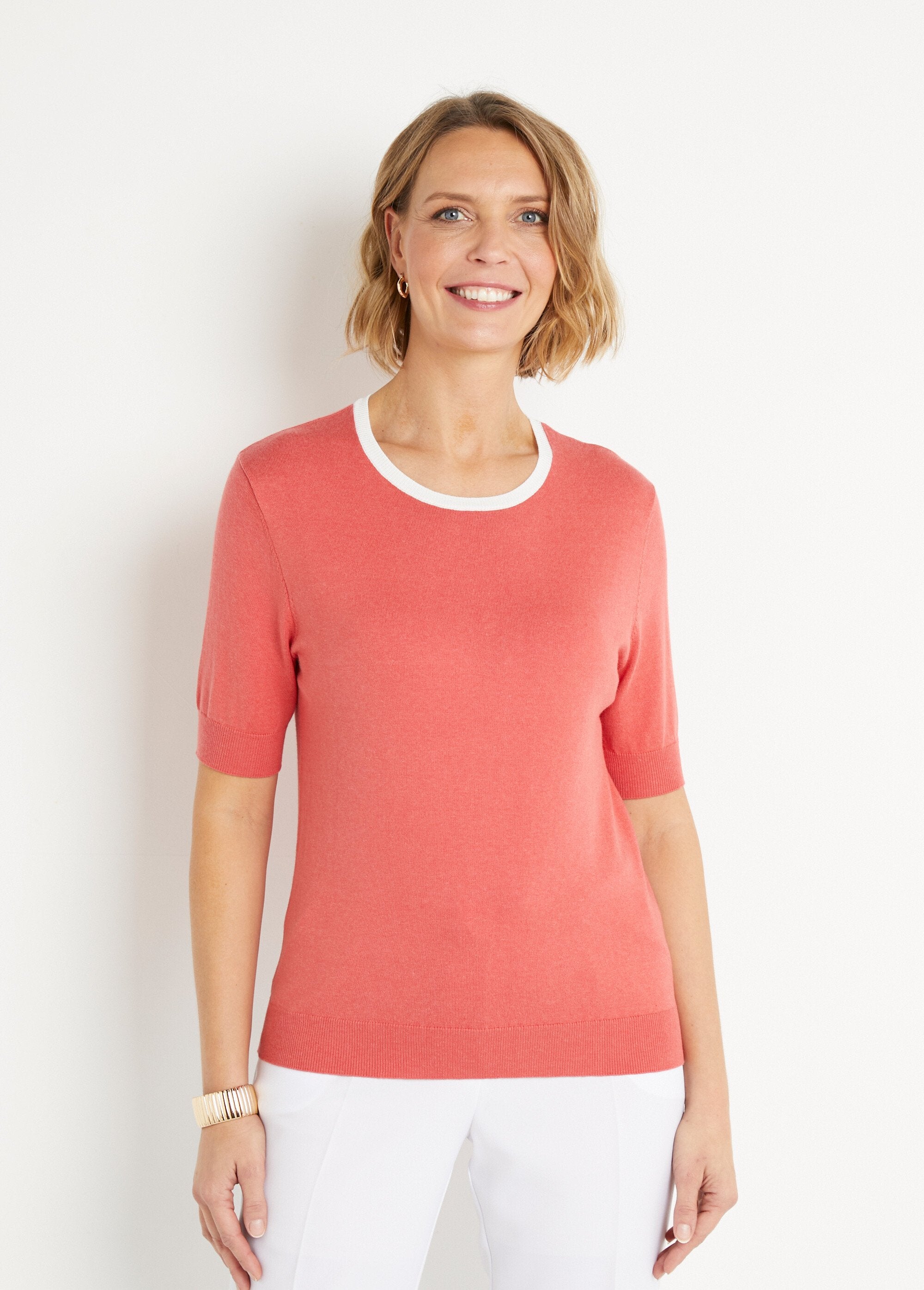 Pull_doux_manches_courtes_col_rond_Coquelicot_FA1_slim