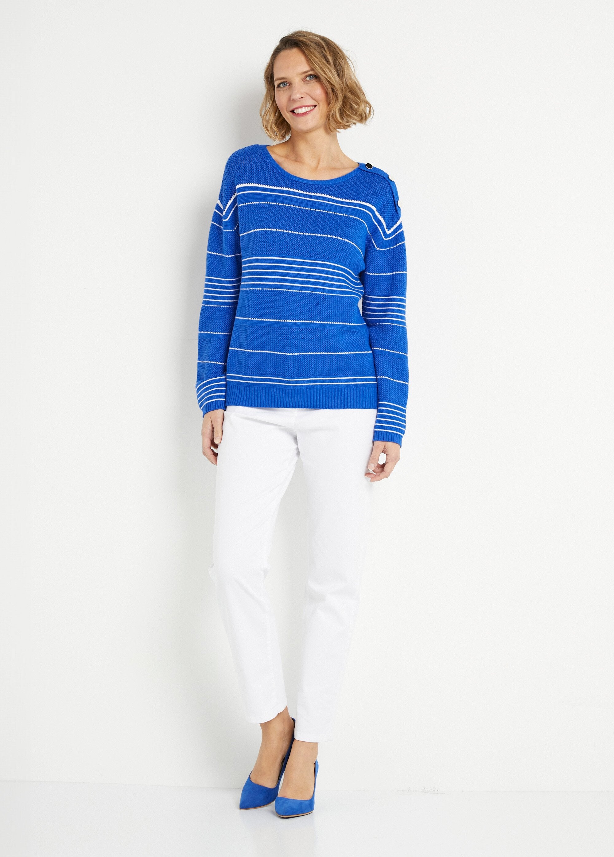 Pull_doux_rayé_col_rond_esprit_marinière_Bleu_dur_et_blanc_SF1_slim