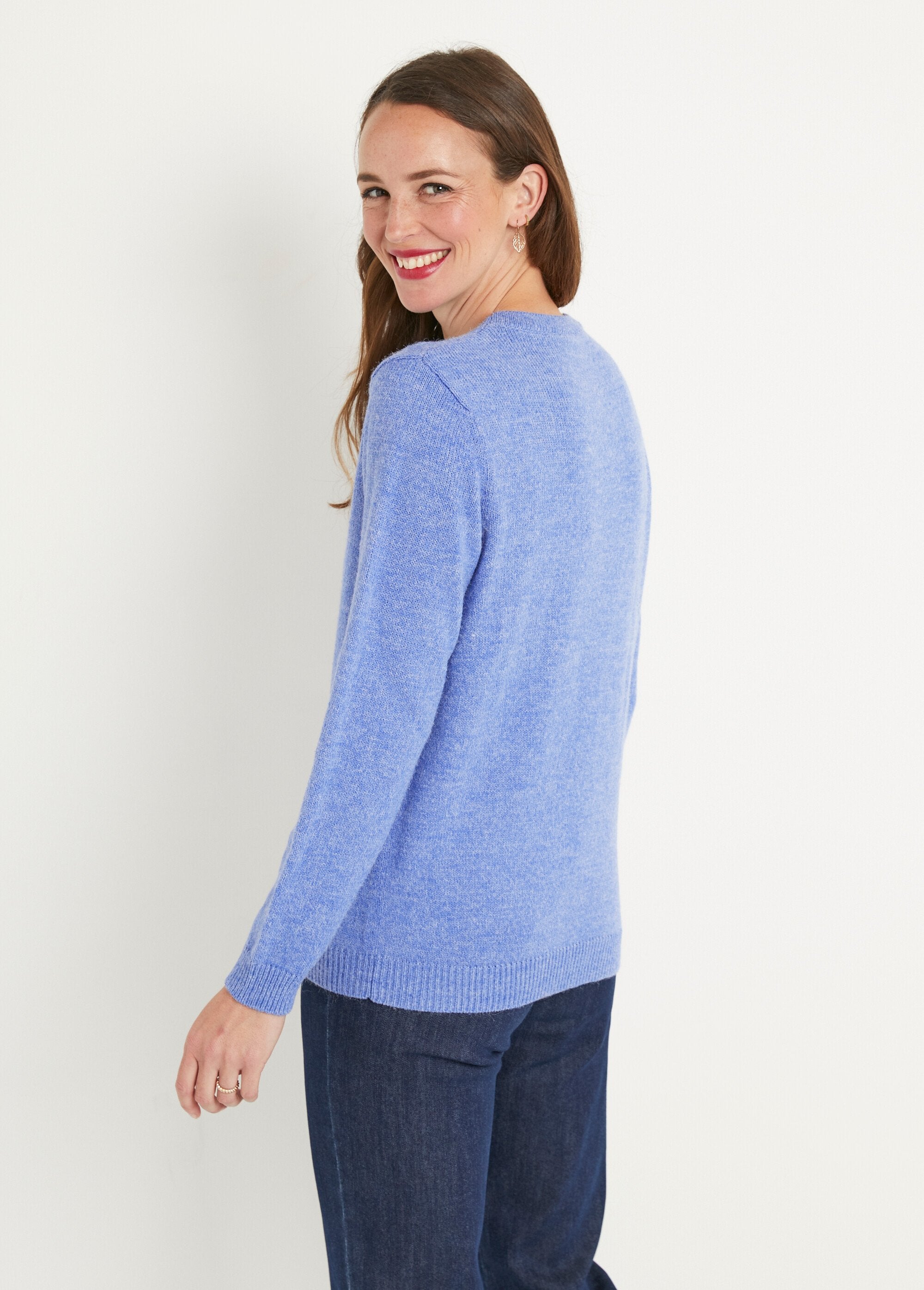 Pull_doux_uni_brodé_col_rond_manches_longues_Bleu_DO1_slim