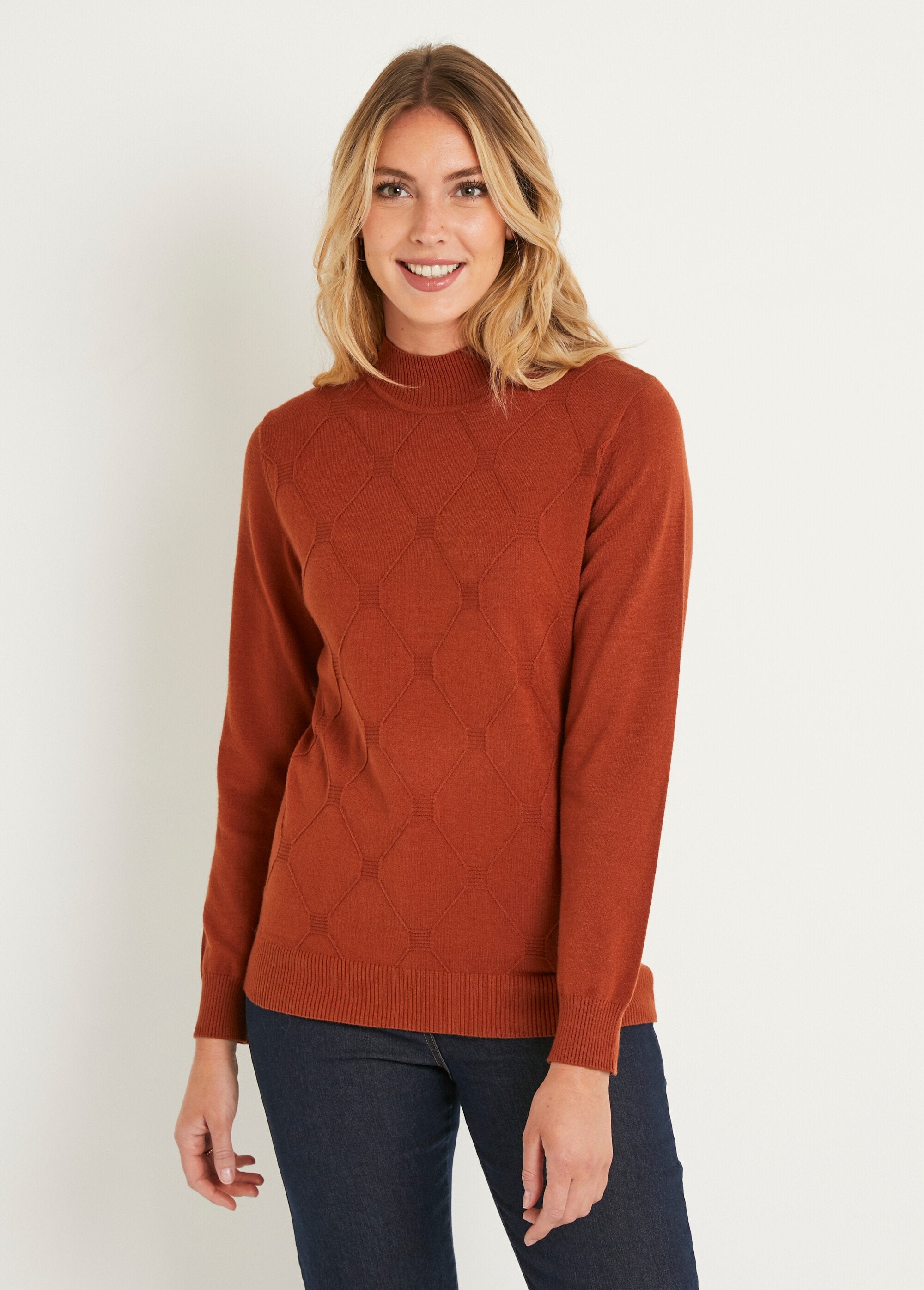 Pull_doux_uni_col_montant_modal_mélangé_Noisette_FA1_slim