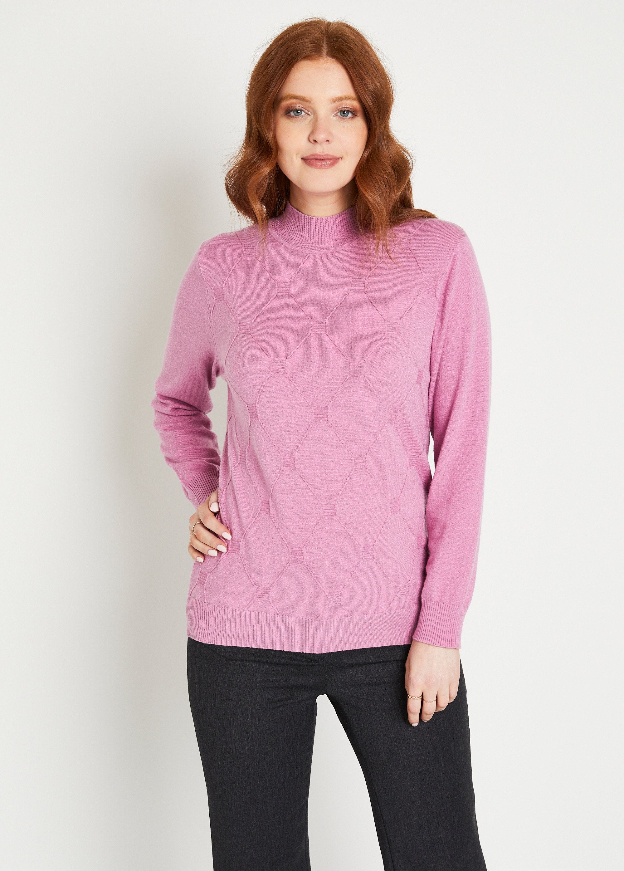 Pull_doux_uni_col_montant_modal_mélangé_Rose_FA1_slim