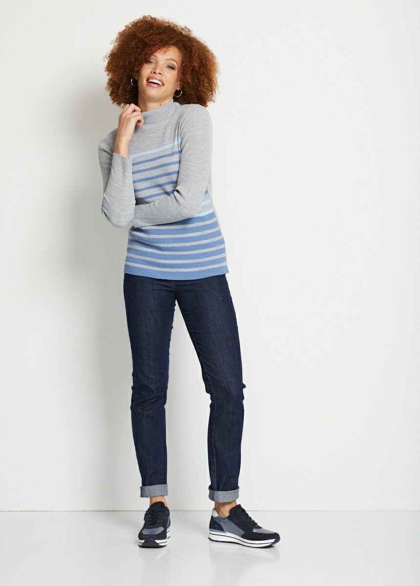 Pull_court_col_montant_maille_côtelée_Raye_bleu_SF1_slim