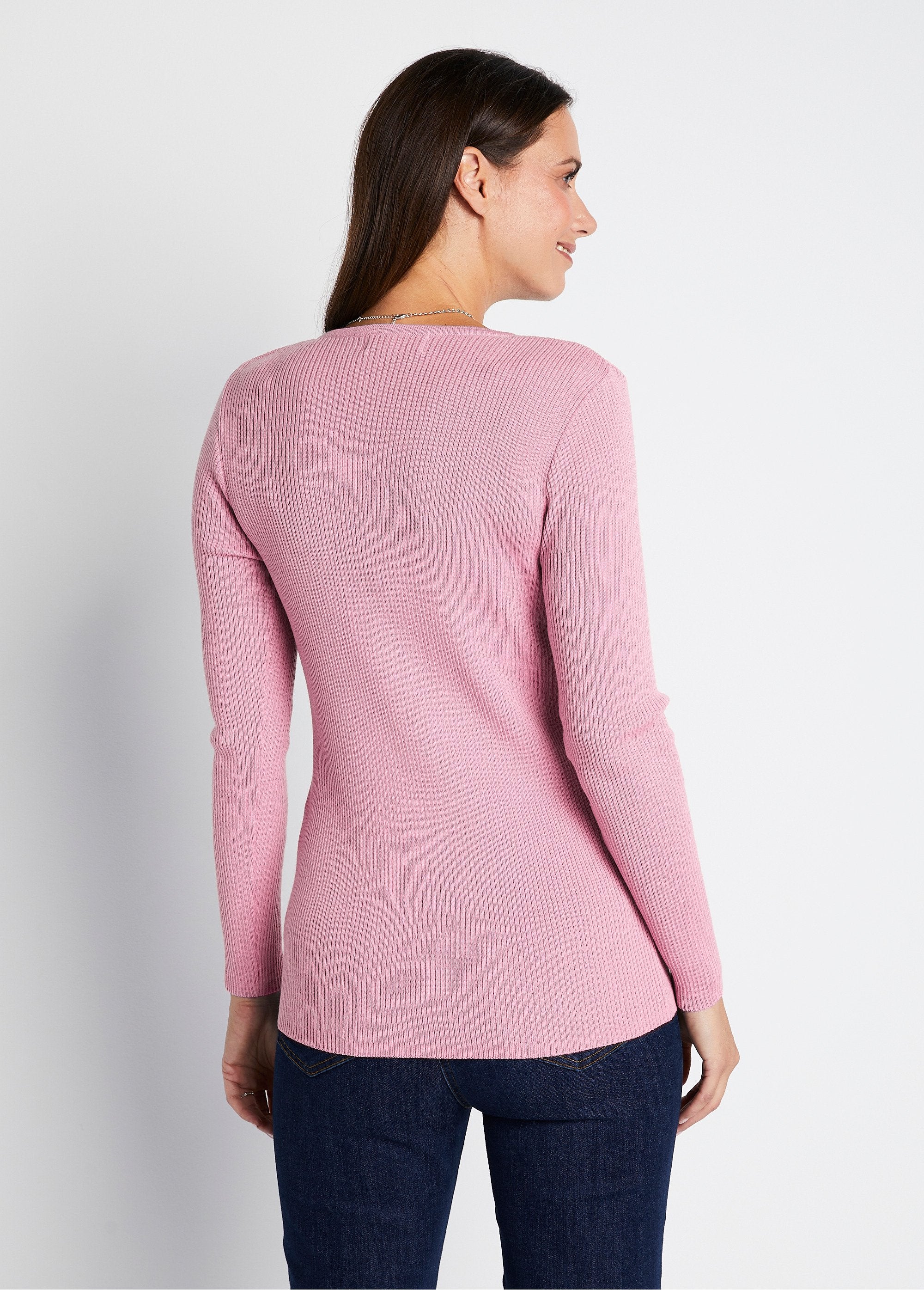 Pull_encolure_tunisienne_avec_laine_mérinos_Rose_poudre_DO1_slim