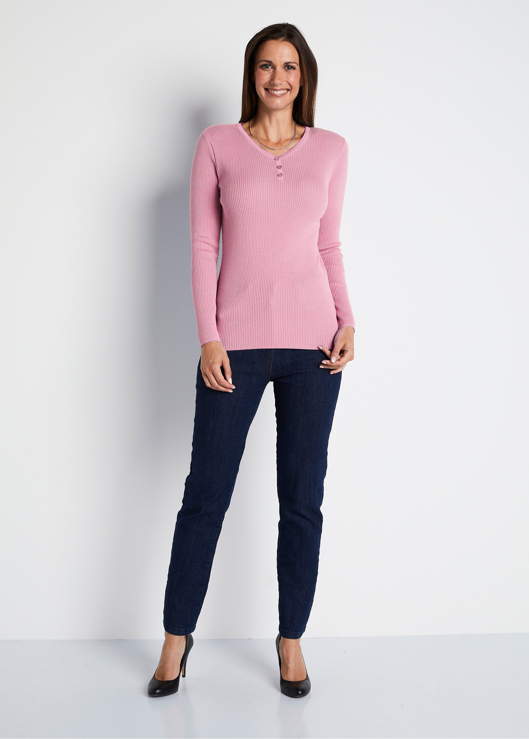 Pull_encolure_tunisienne_avec_laine_mérinos_Rose_poudre_SF1_slim