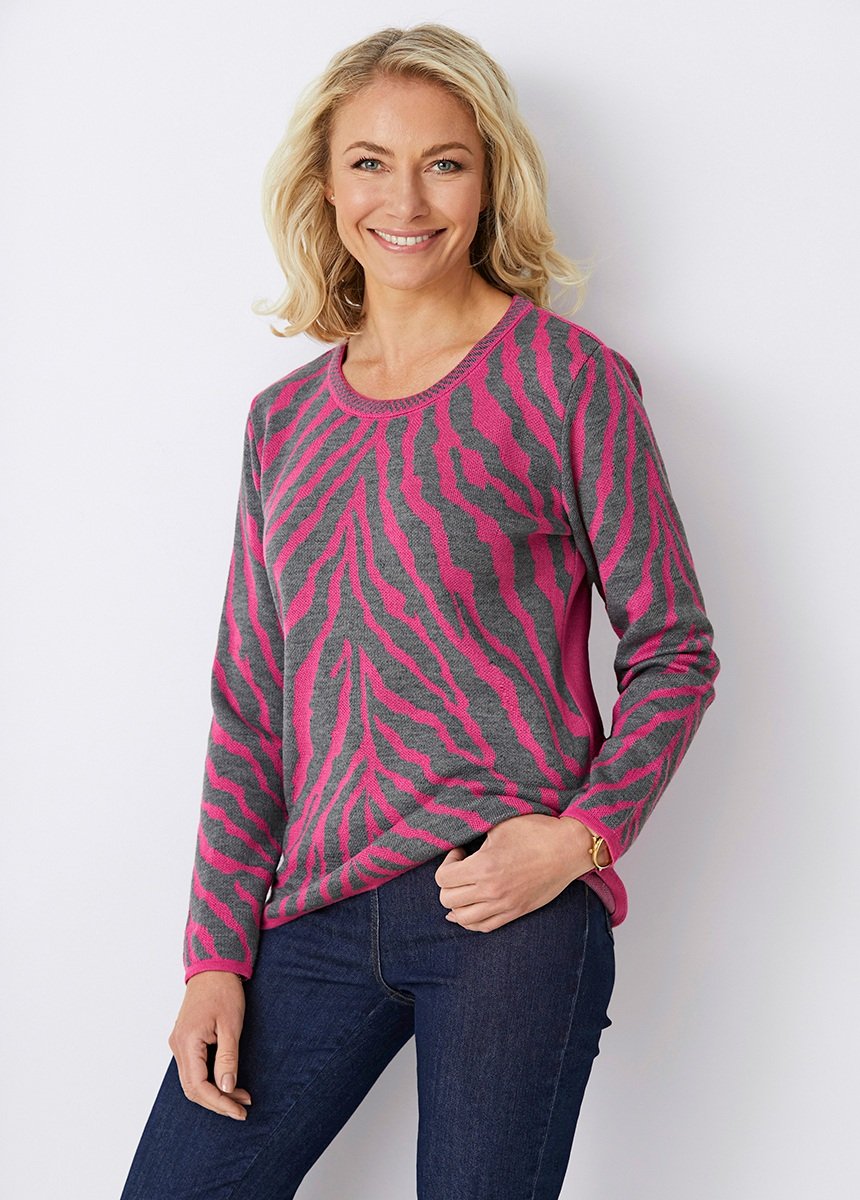 Pull_fantaisie_jacquard_zèbre_Cassis_et_gris_FA1_slim