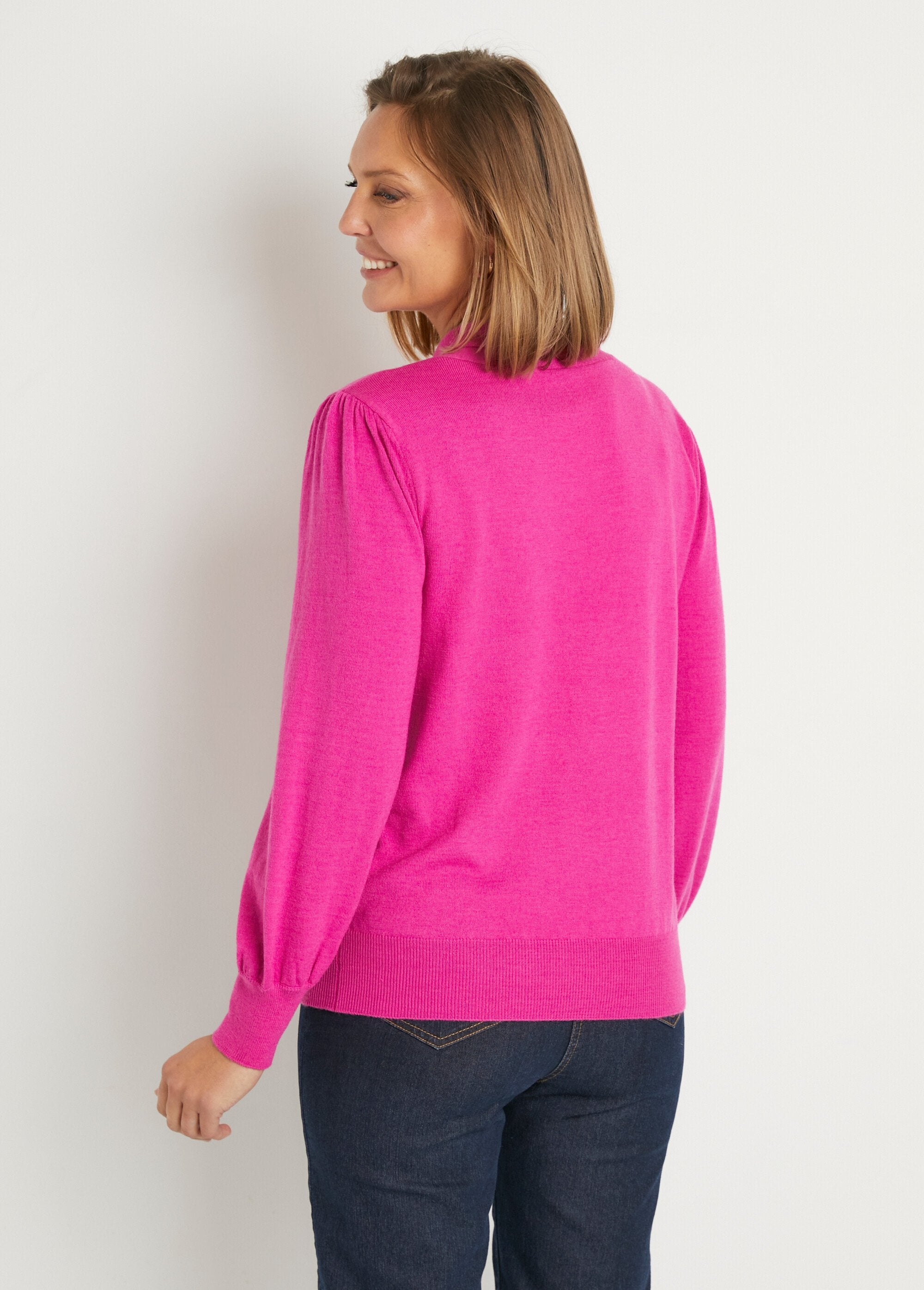 Pull_fin_col_cravate_mélange_laine_Fuchsia_DO1_slim