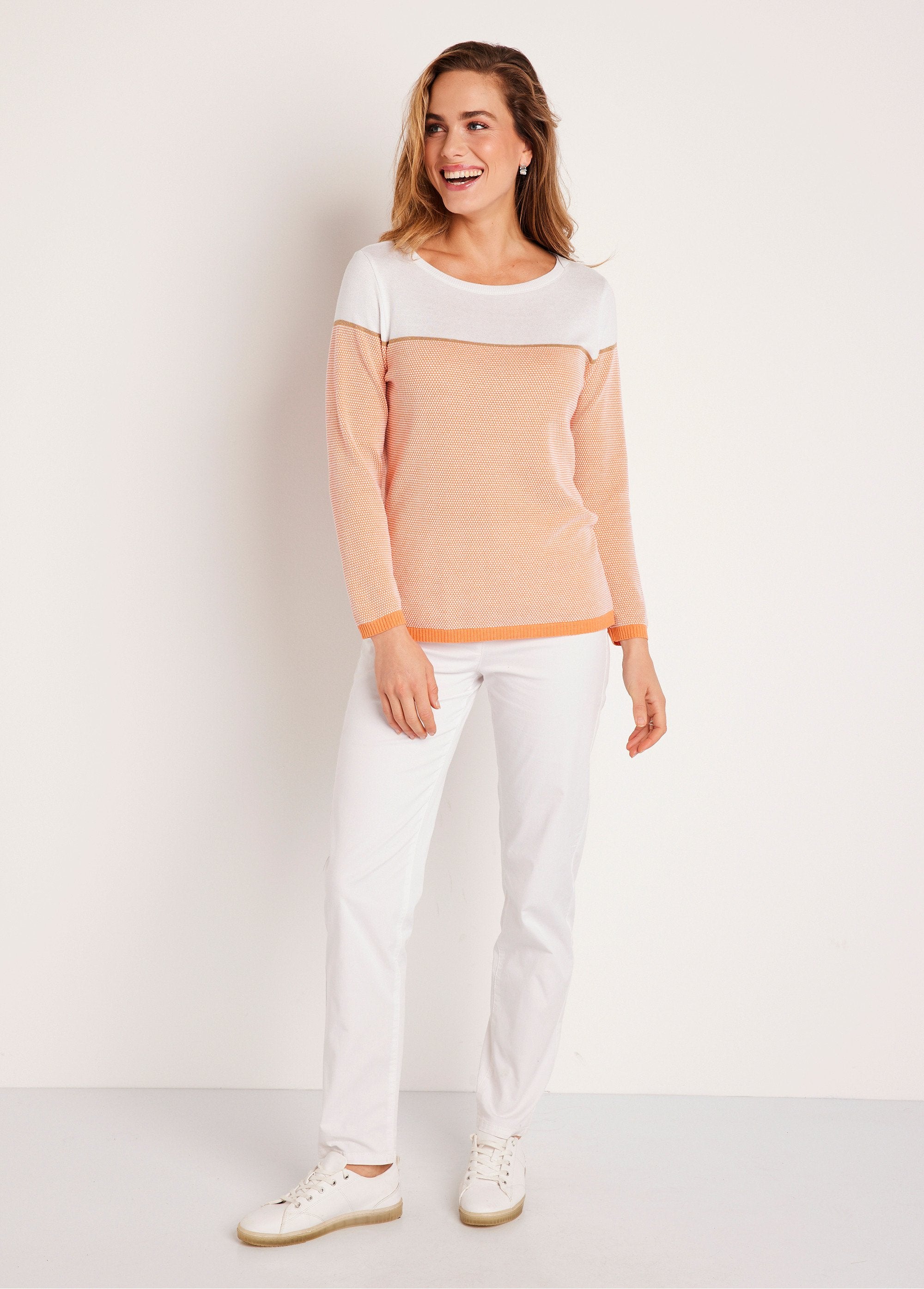 Pull_fin_col_rond_manches_longues_Blanc_et_orange_SF1_slim