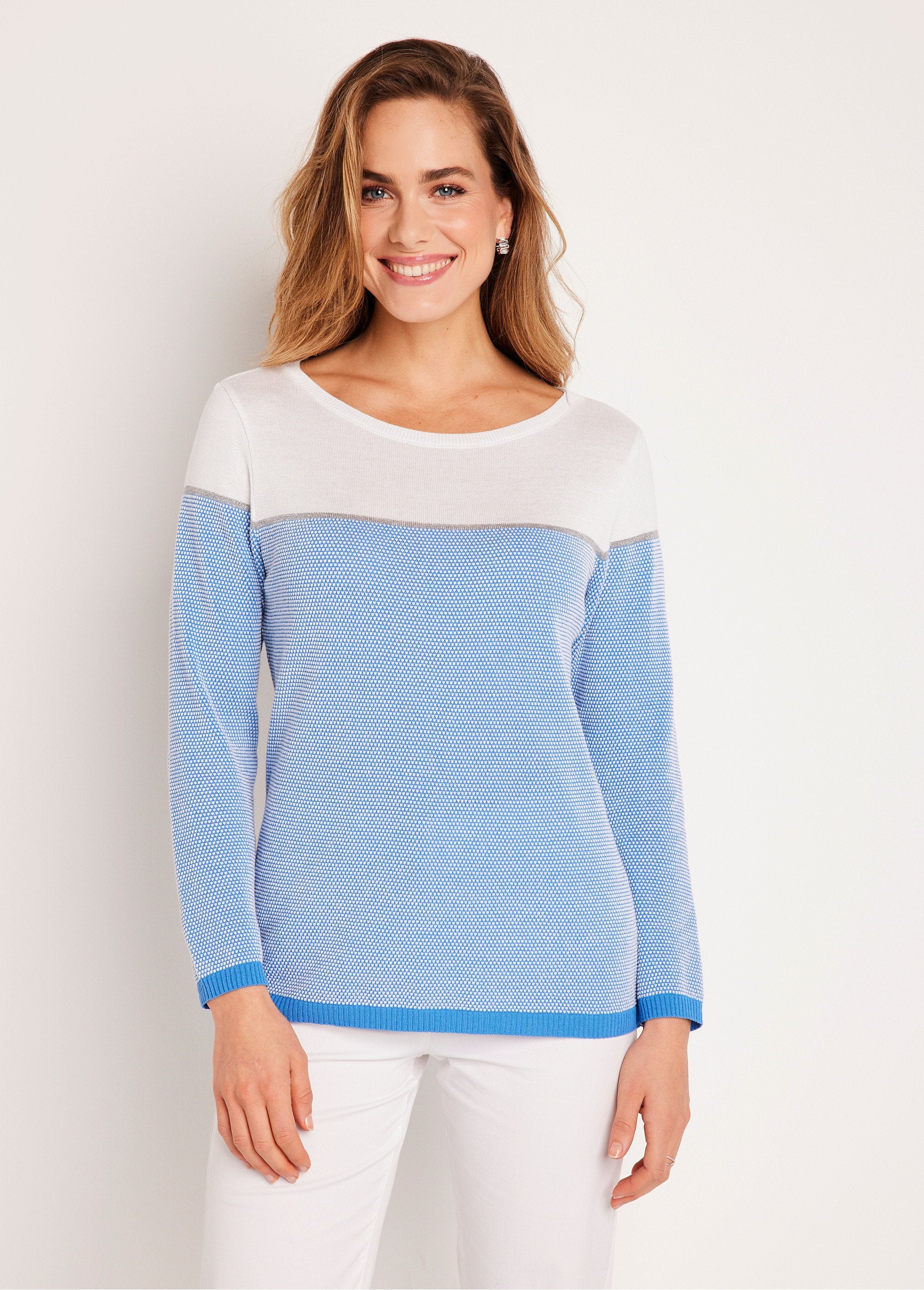 Pull_fin_col_rond_manches_longues_Blanc_et_bleu_FA1_slim