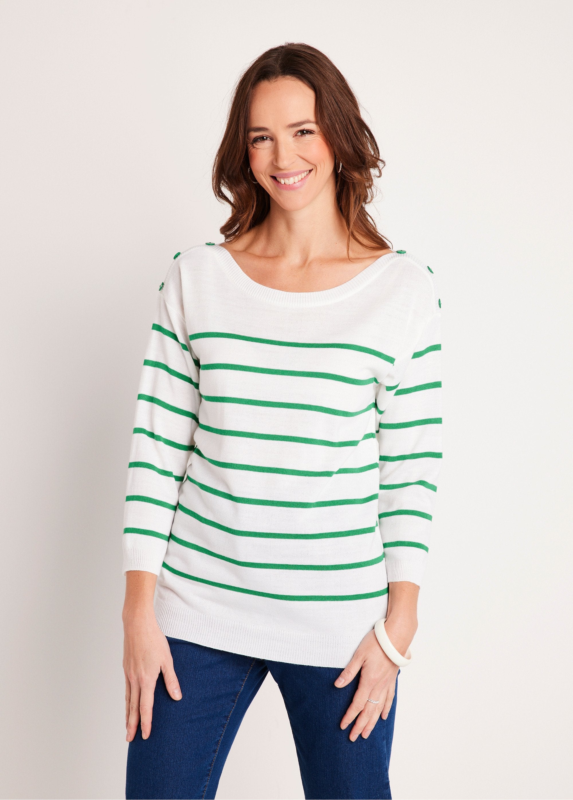 Pull_fin_rayé_Blanc_et_vert_FA1_slim