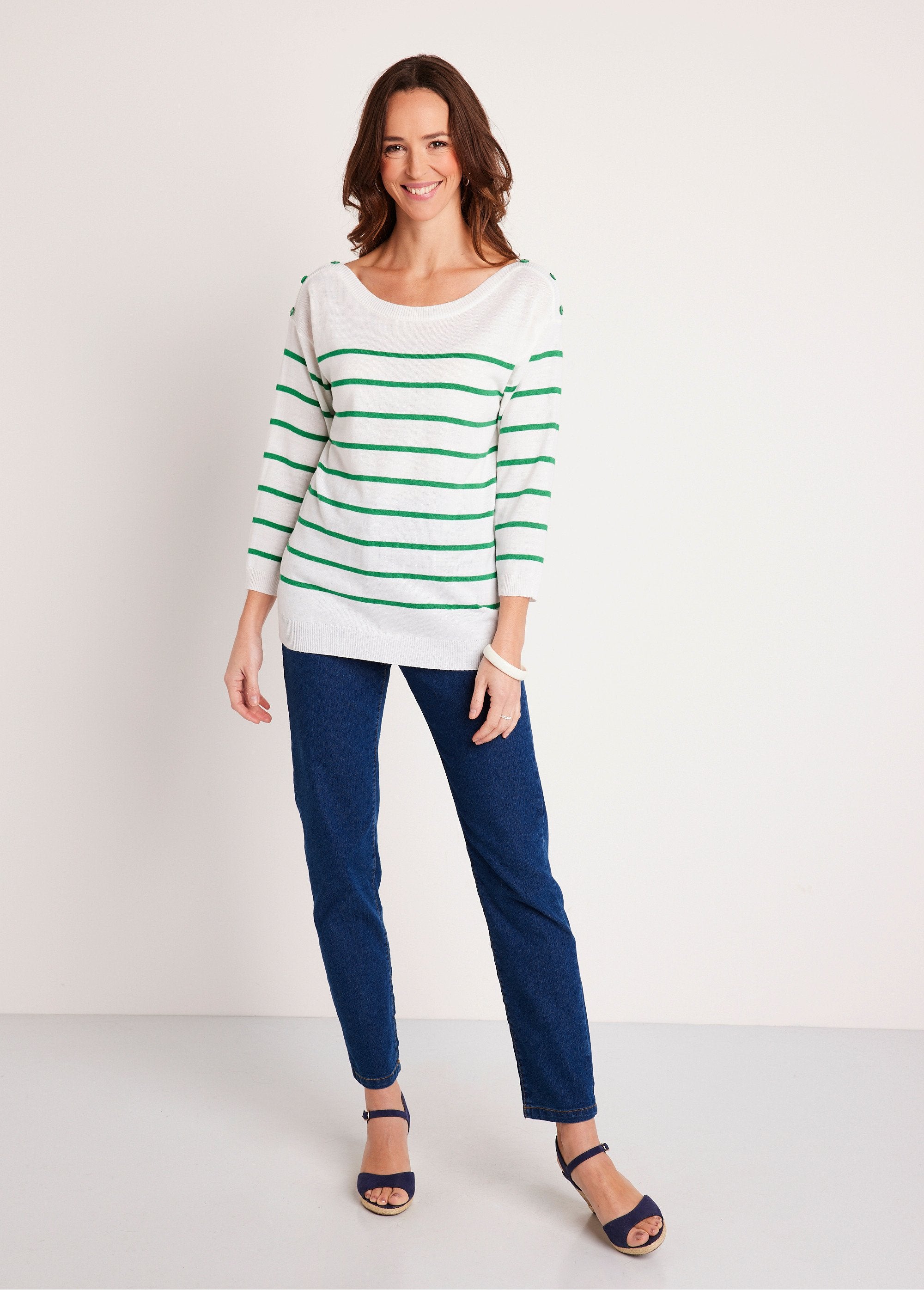 Pull_fin_rayé_Blanc_et_vert_SF1_slim