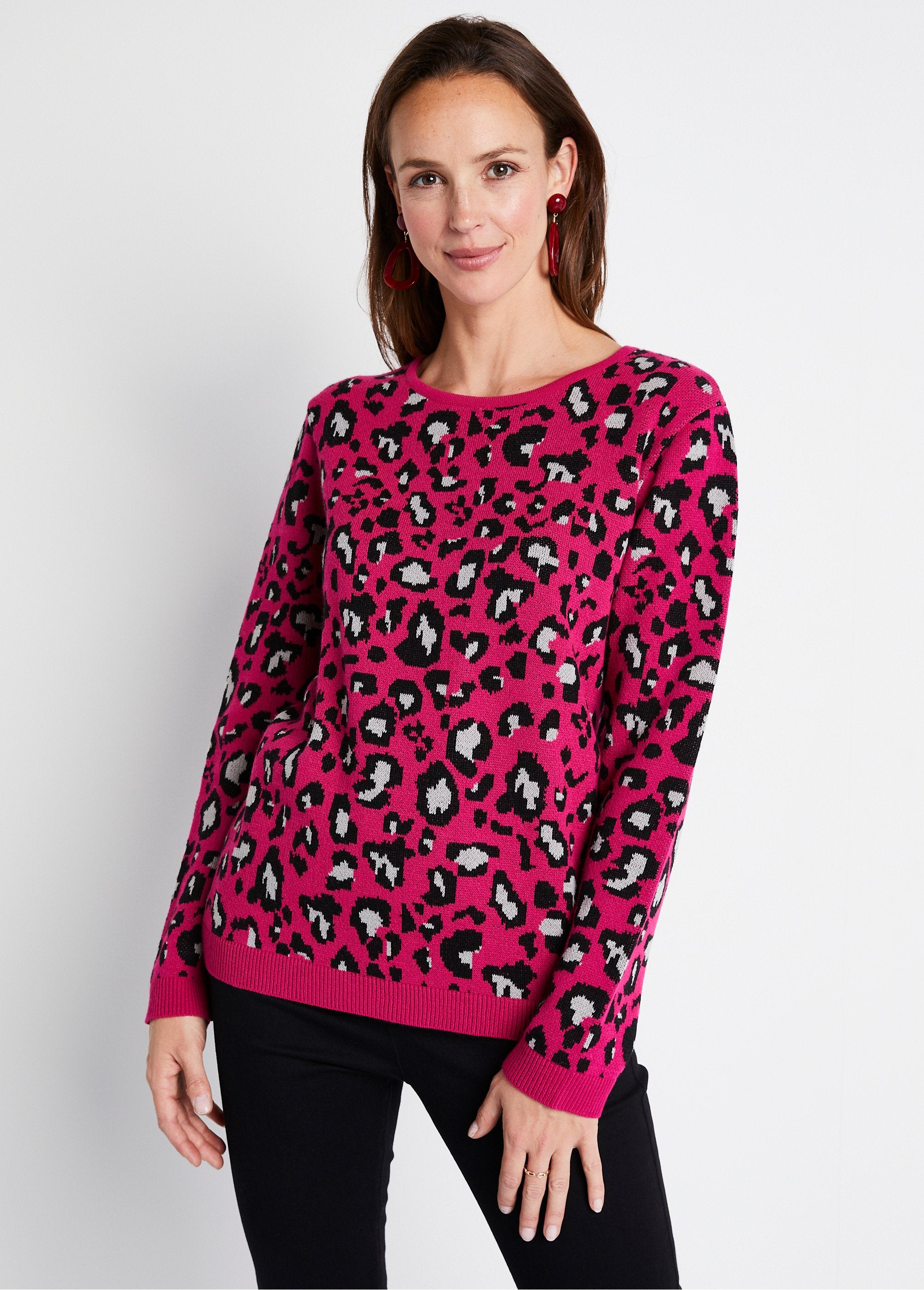 Jacquard_trui_met_luipaard_Fuchsia_en_zwart_FA1_slim