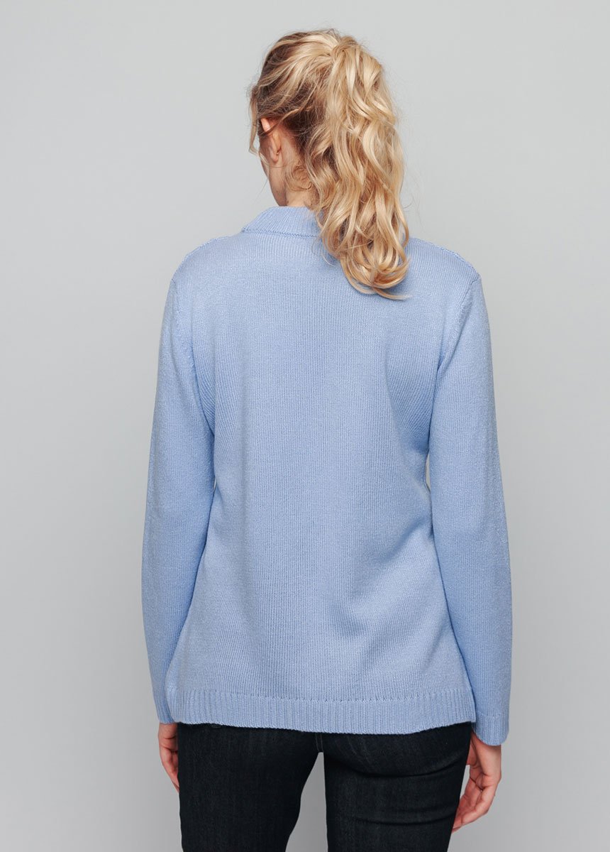 Pull_doux_torsades_côtes_strass_col_montant_Bleu_DO1_slim