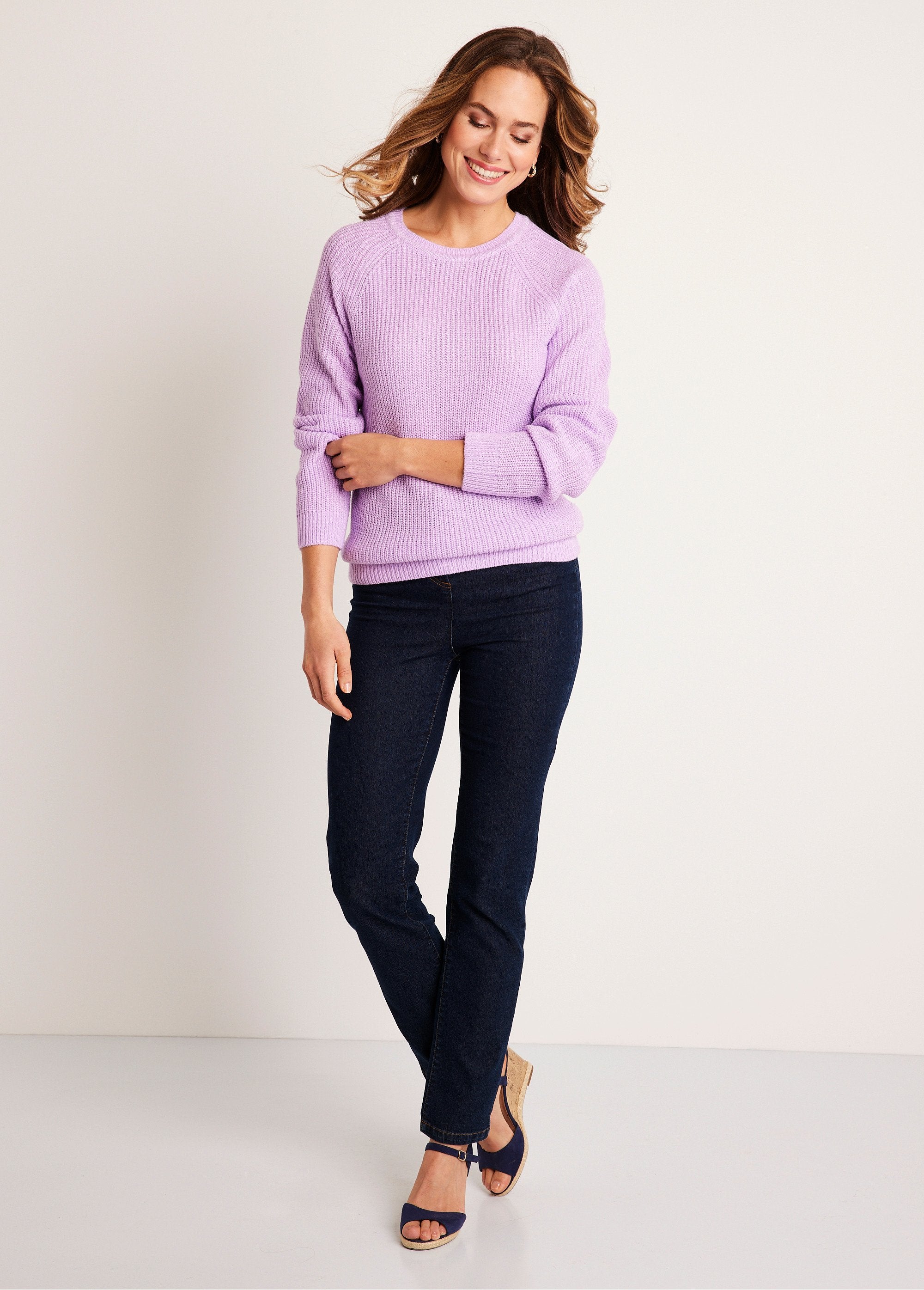 Pull_maille_brillante_col_rond_Lilas_SF1_slim