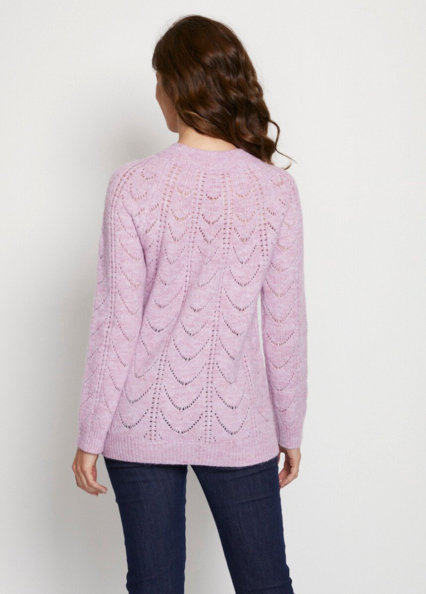 Pull_maille_chinée_ajourée_col_rond_Lilas_DO1_slim