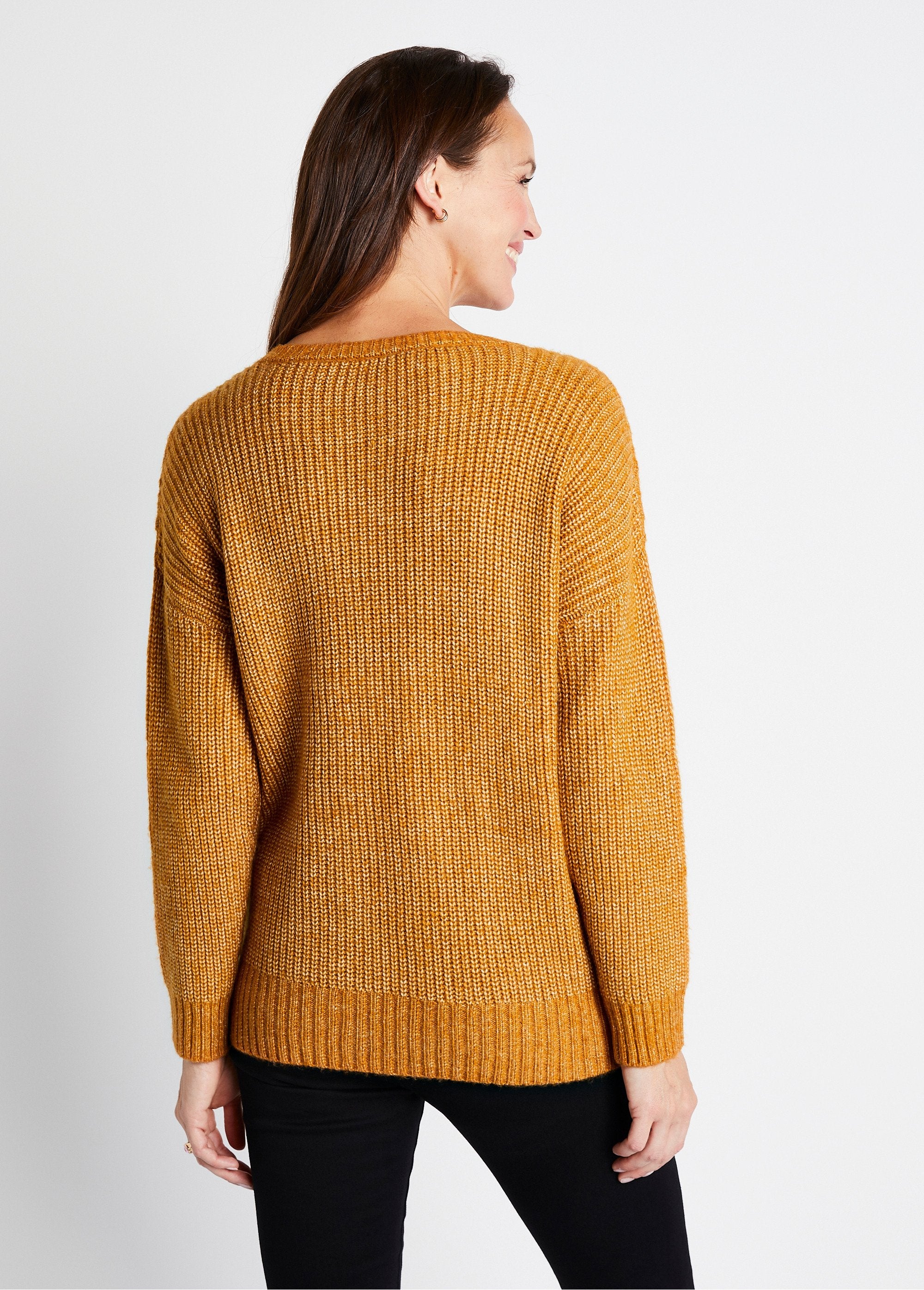 Pull_maille_chinée_perlée_torsadée_col_rond_Miel_DO1_slim