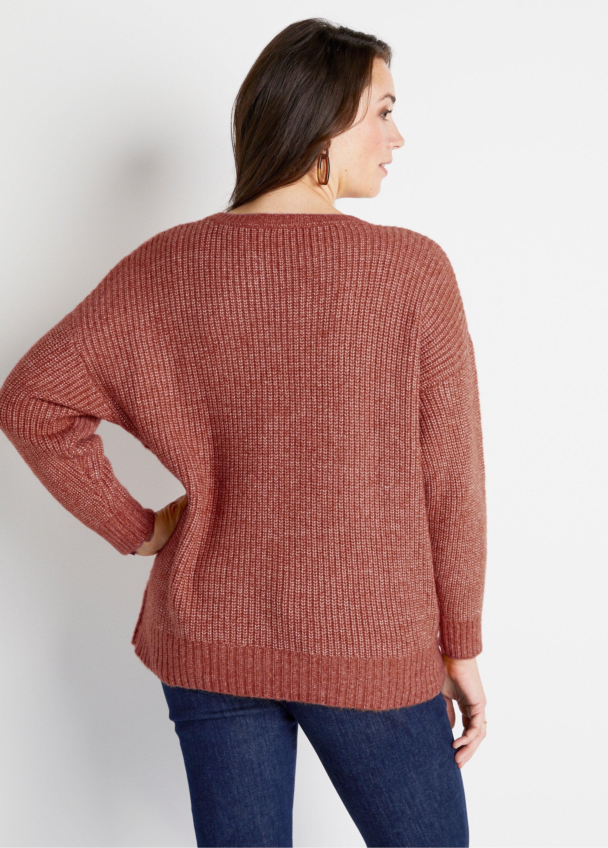 Pull_maille_chinée_perlée_torsadée_col_rond_Tomette_DO1_curvy