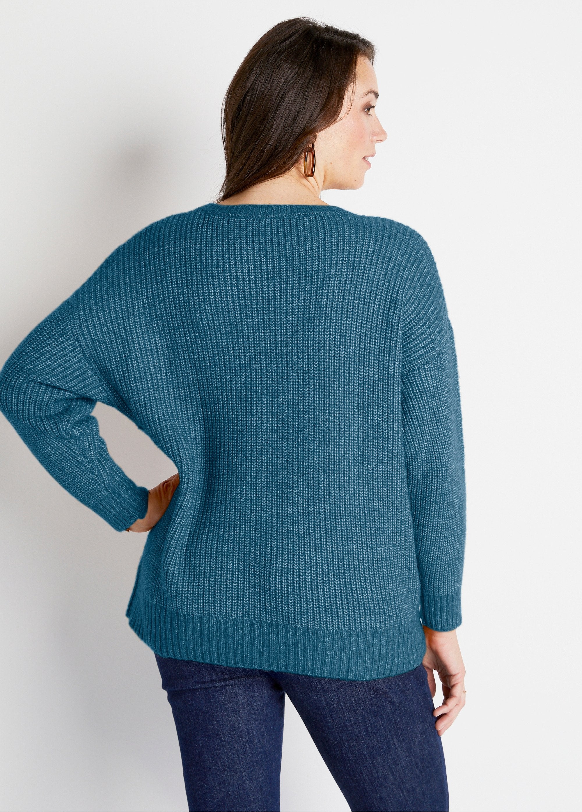 Pull_maille_chinée_perlée_torsadée_col_rond_Canard_DO1_curvy