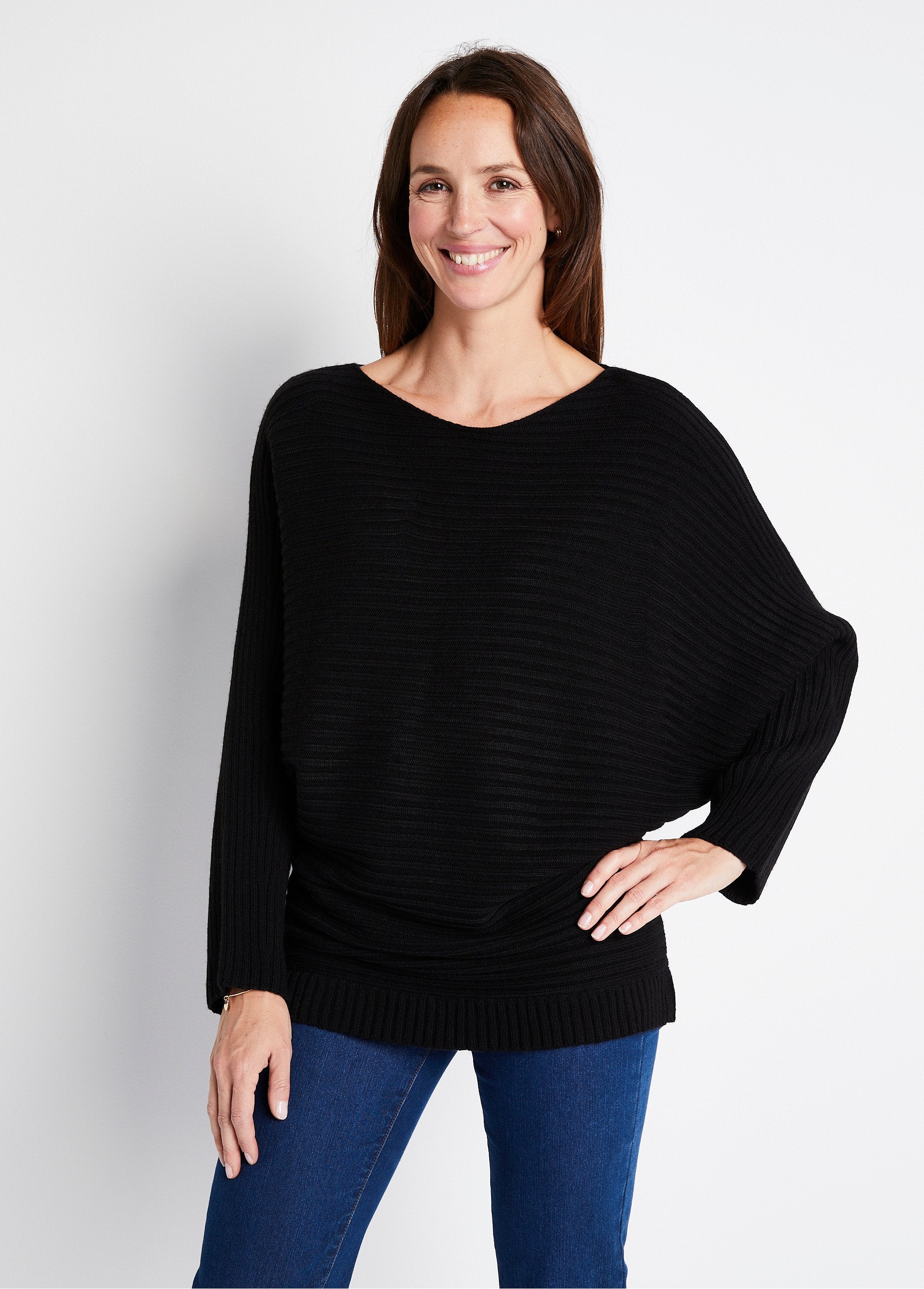 Pull_maille_côtelée_manches_chauve-souris_Noir_FA1_slim