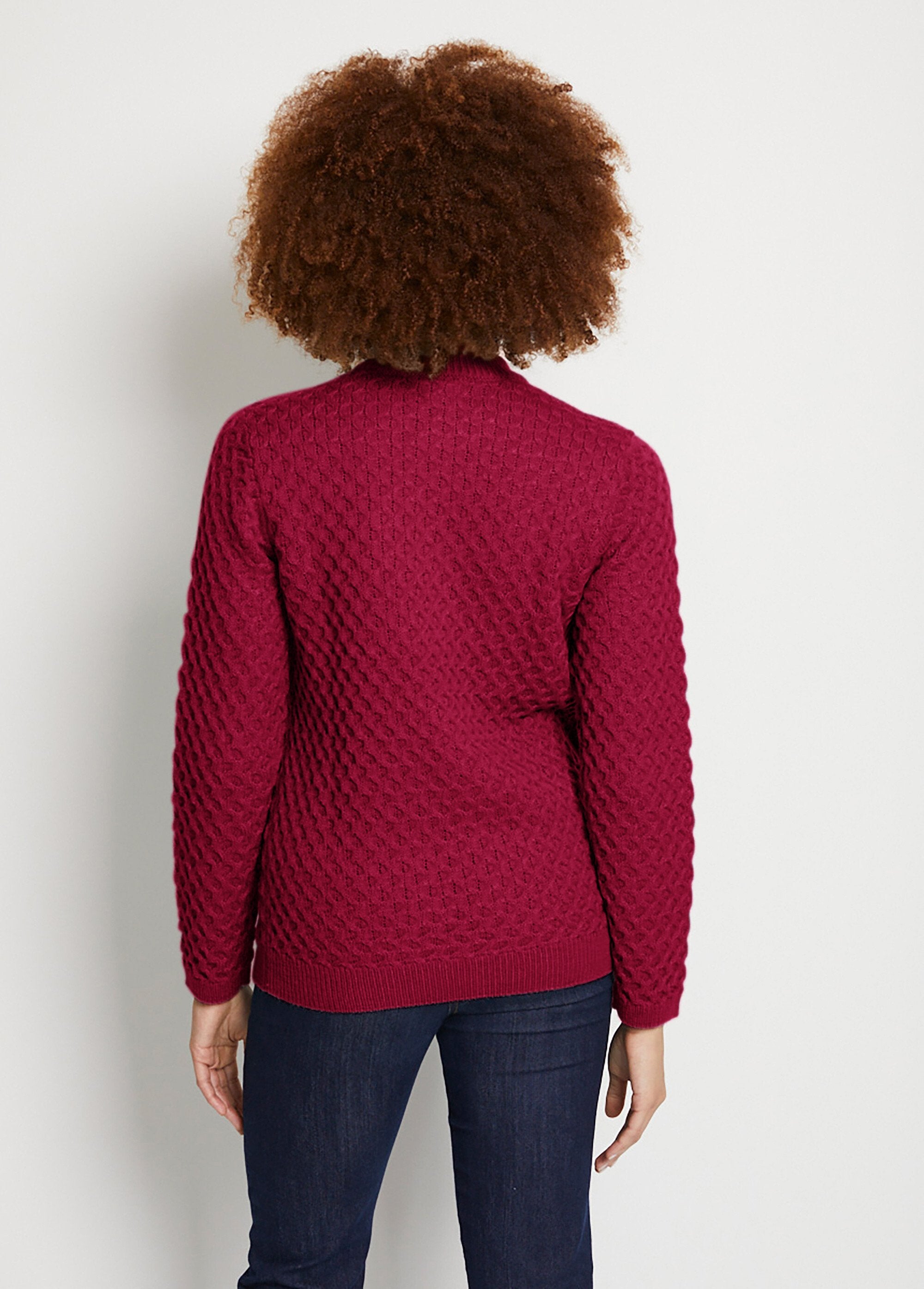 Pull_chaud_court_col_montant_maille_épaisse_Fuchsia_DO1_slim