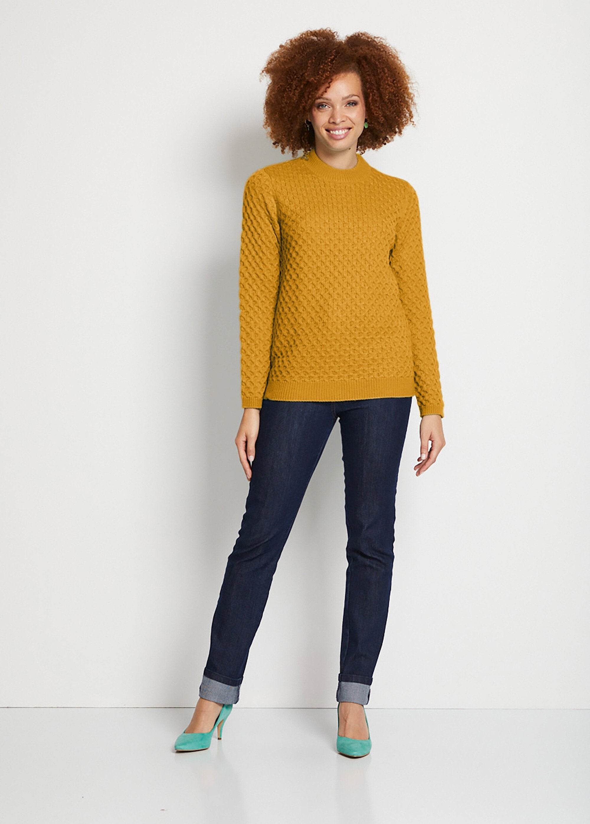 Pull_chaud_court_col_montant_maille_épaisse_Curry_SF1_slim