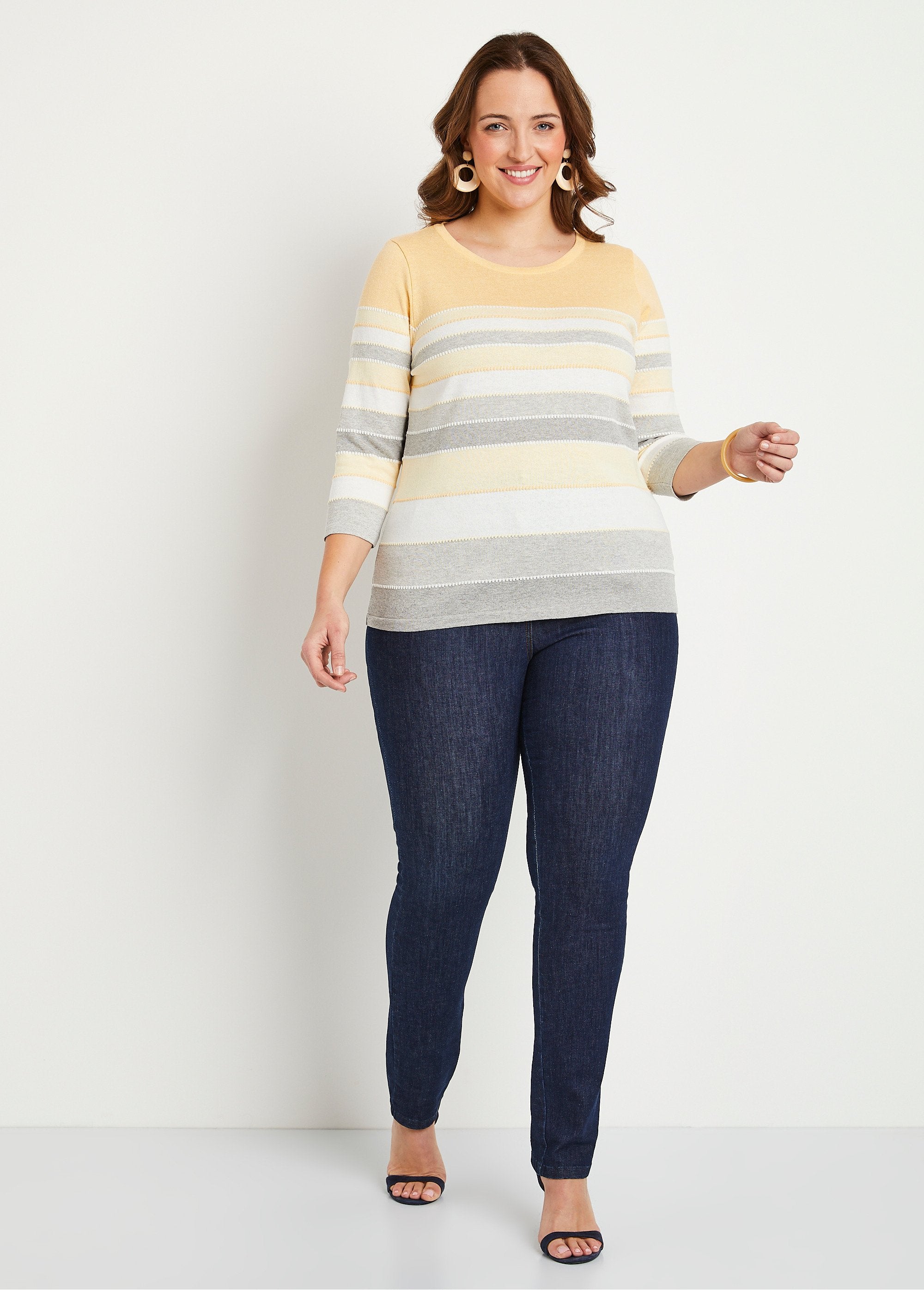 Pull_maille_jacquard_fantaisie_Raye_jaune_SF1_curvy