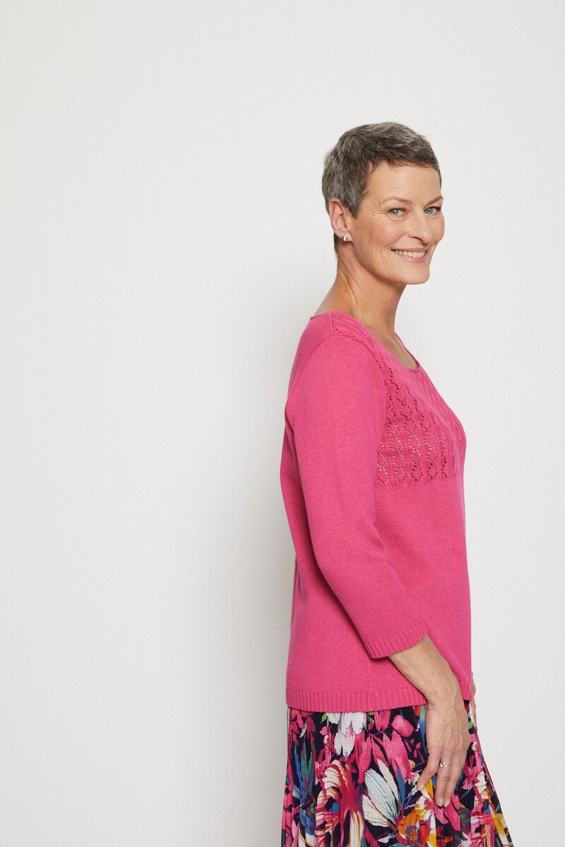 Pull_manches_3/4_ajouré_Fuchsia_DR1_slim