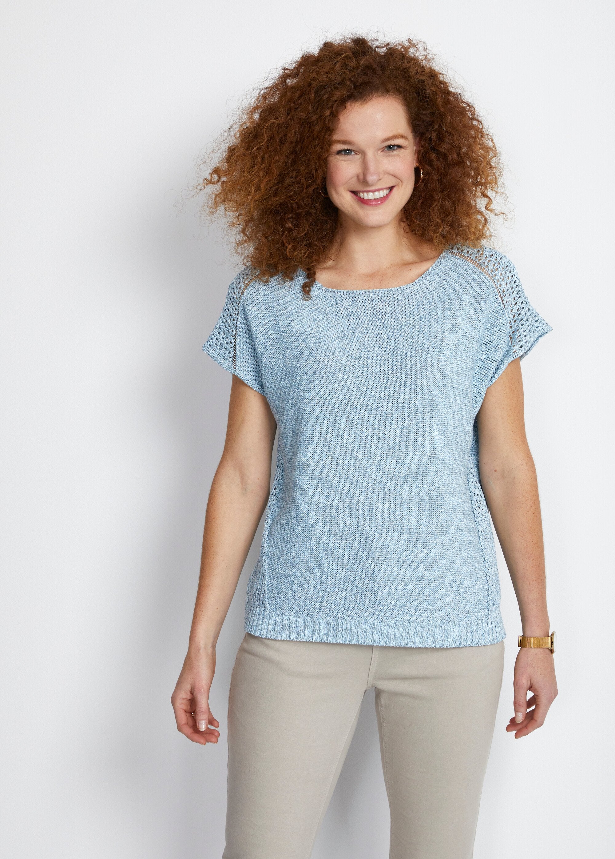 Pull_fin_ajouré_manches_courtes_Bleu_FA1_slim