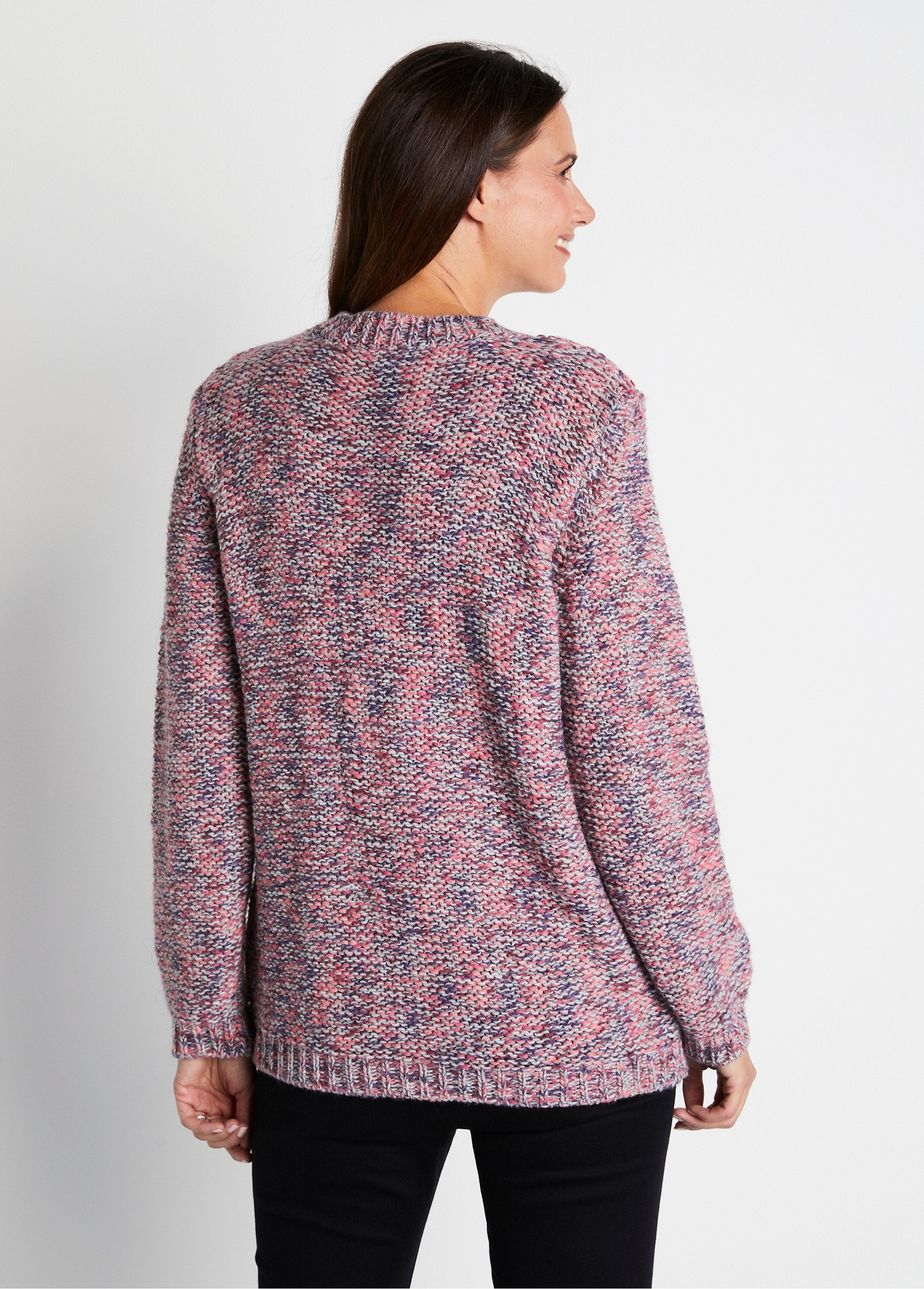 Pull_mouliné_col_rond_avec_laine_et_alpaga_Rose_et_gris_DO1_slim