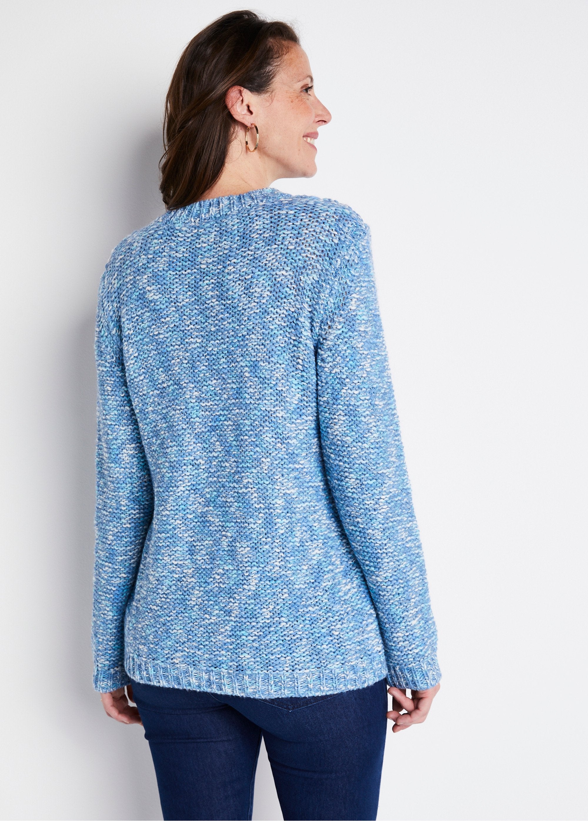 Pull_mouliné_col_rond_avec_laine_et_alpaga_Bleu_et_ecru_DO1_slim