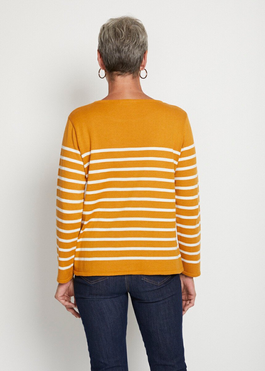 Pull_rayé_col_rond_manches_longues_Miel_et_ecru_DO1_slim