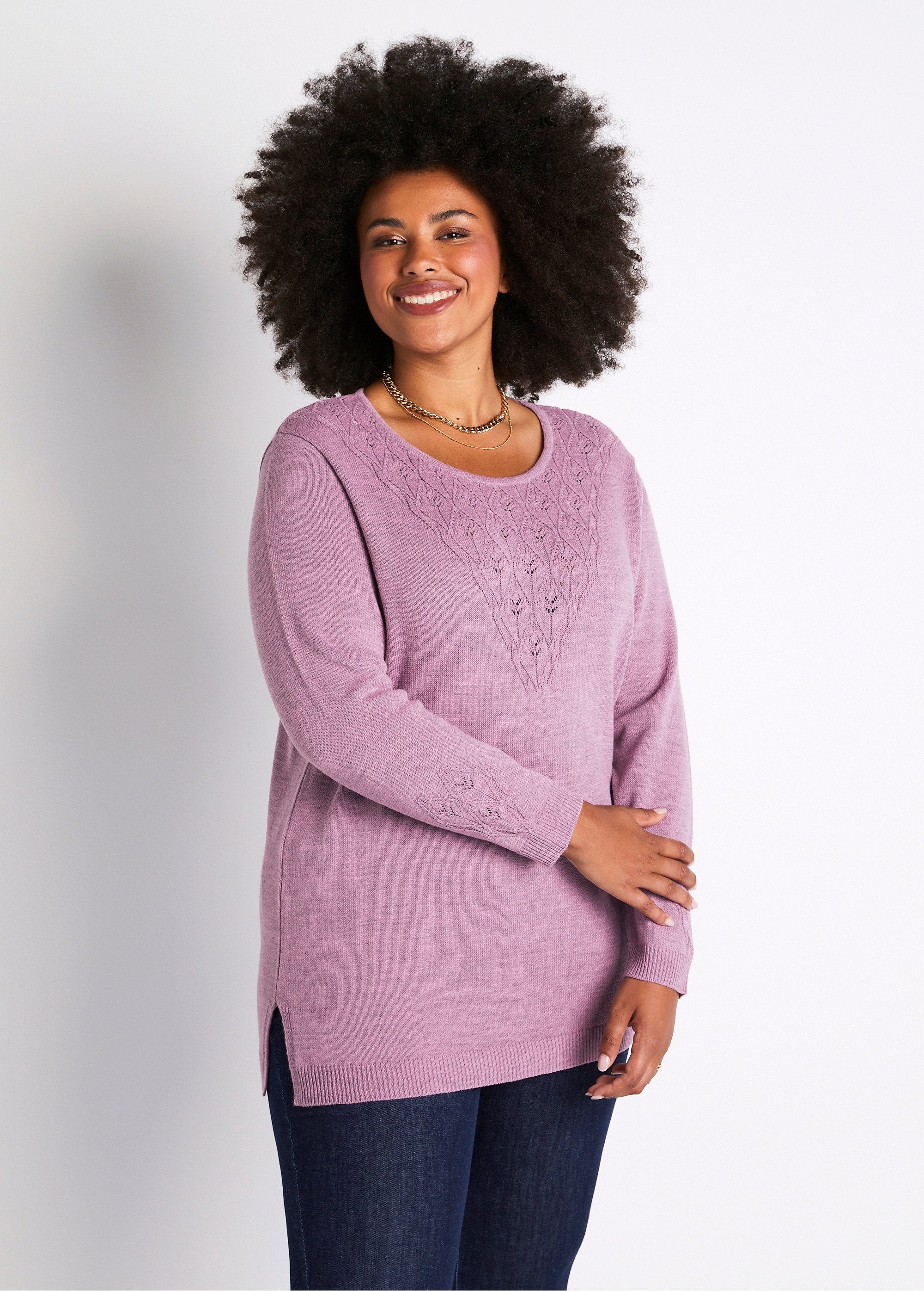 Pull-tunique_chiné_ajouré_col_rond_Chine_parme_FA1_curvy