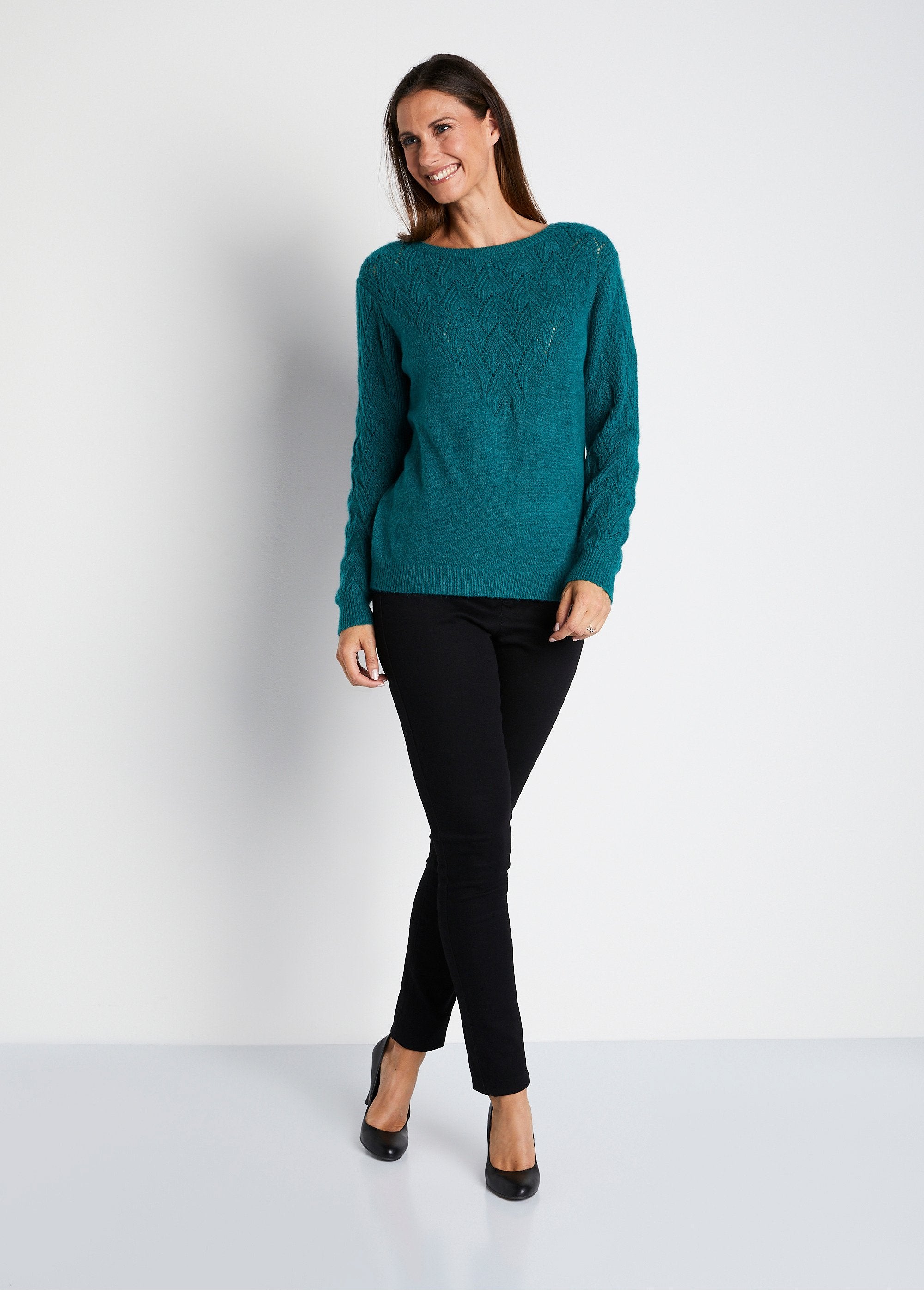 Pull_doux_uni_col_rond_maille_fantaisie_Vert_SF1_slim