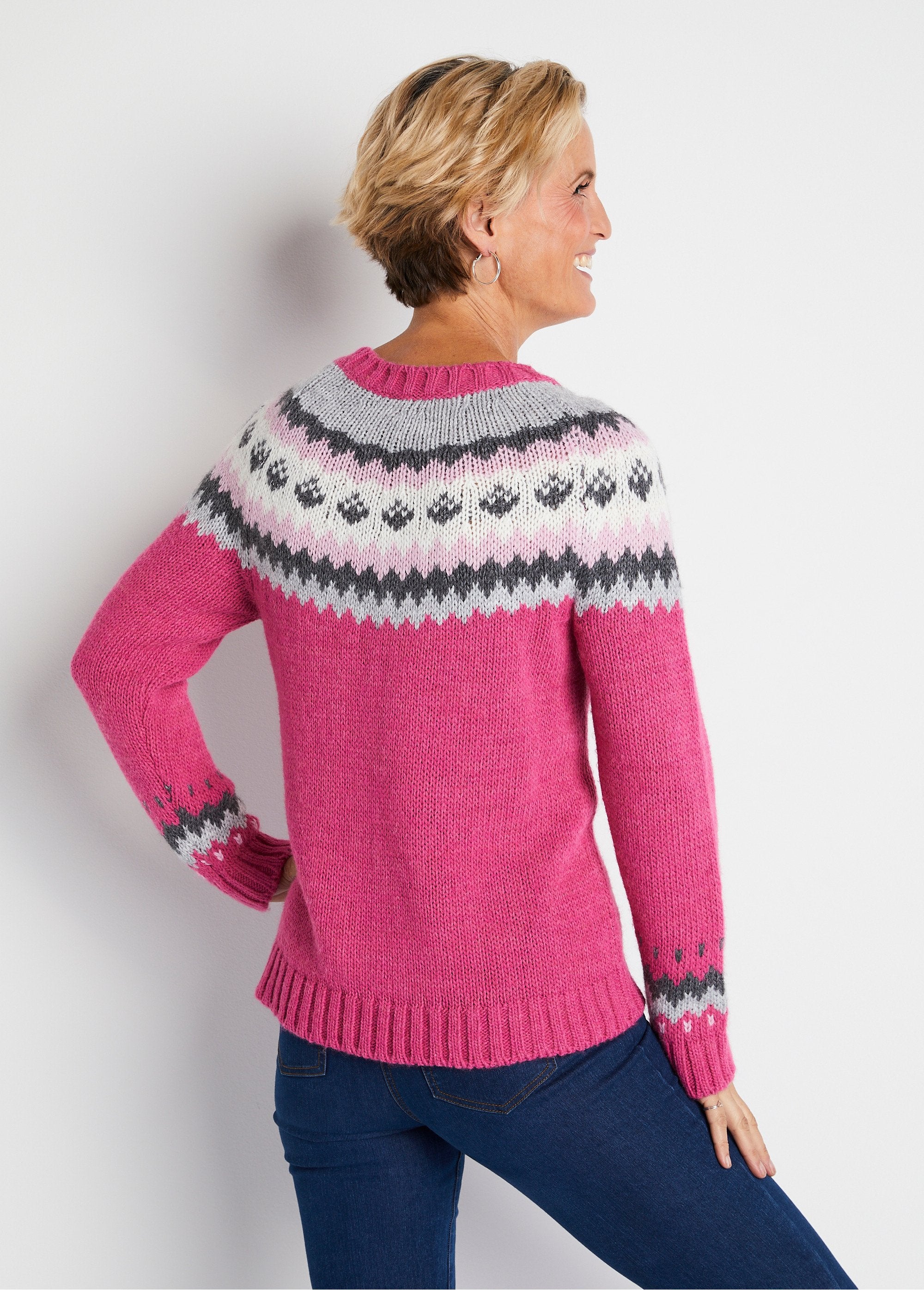 Pull_uni_jacquard_placé_Fuchsia_et_gris_DO1_slim