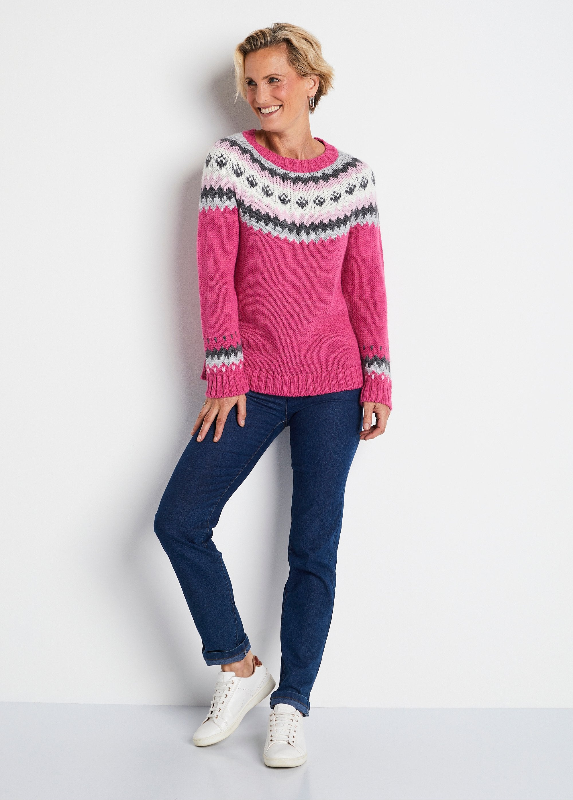 Pull_uni_jacquard_placé_Fuchsia_et_gris_SF1_slim