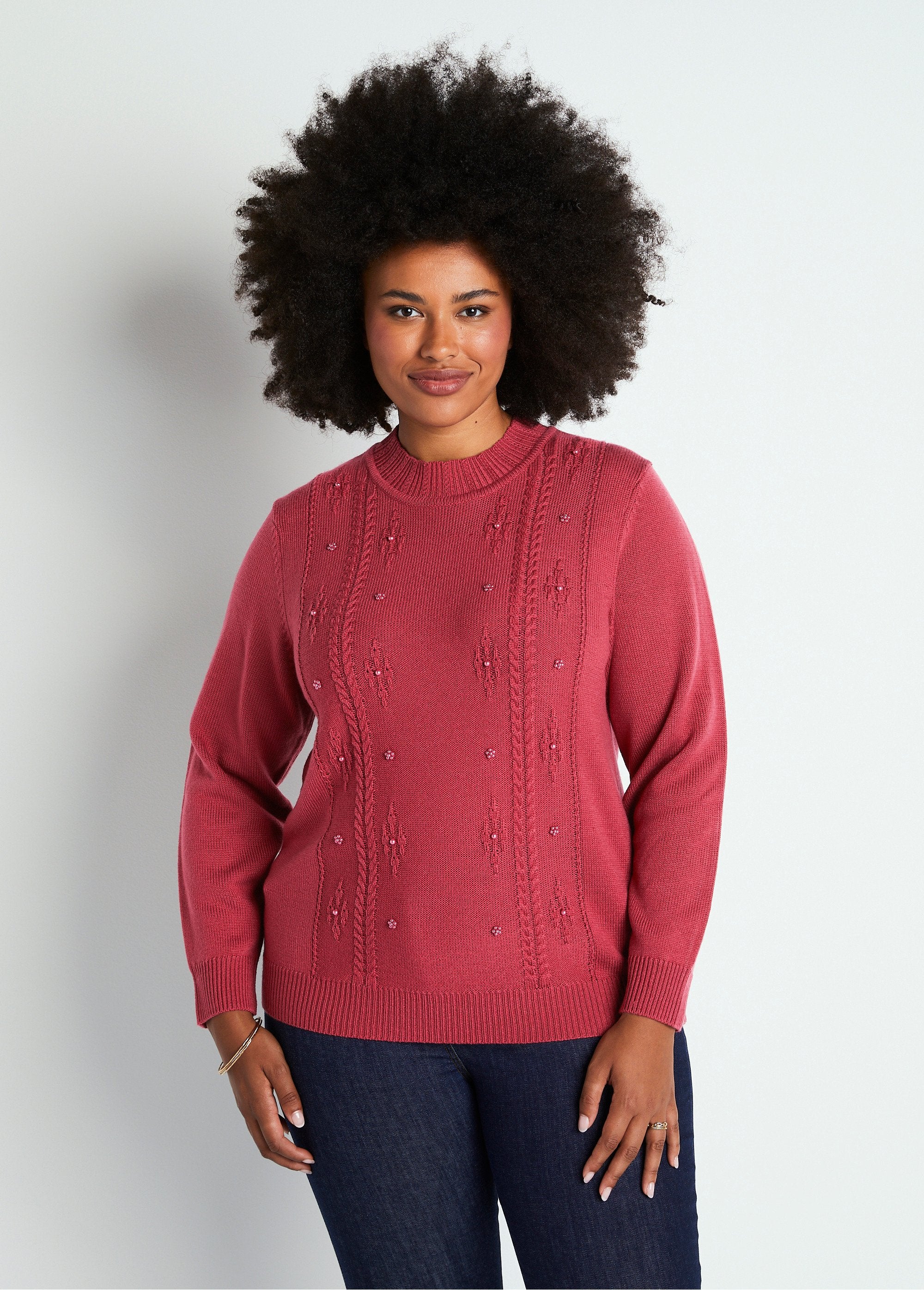 Pull_uni_perlé_torsadé_col_montant_Cassis_FA1_curvy