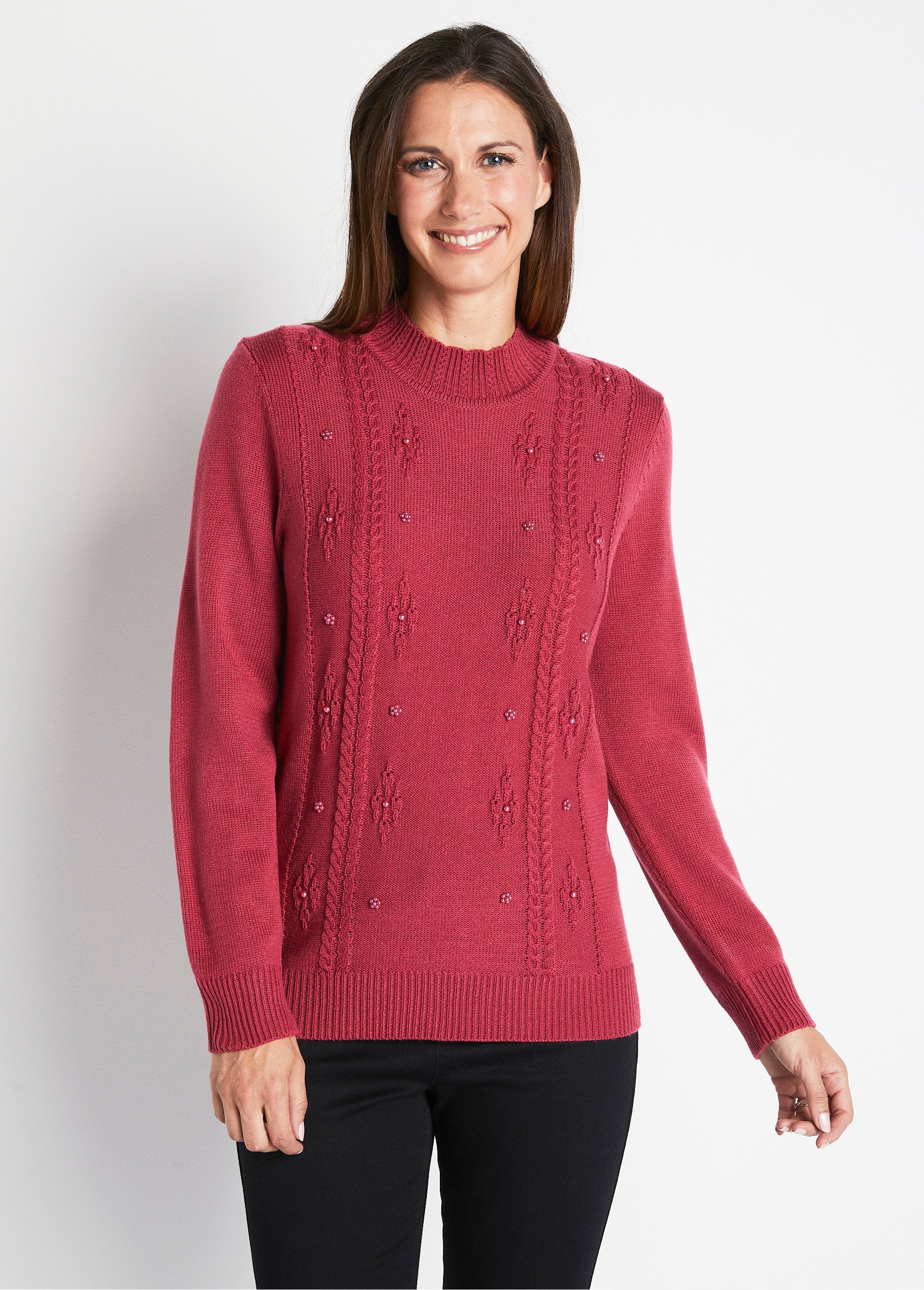 Pull_uni_perlé_torsadé_col_montant_Cassis_FA1_slim