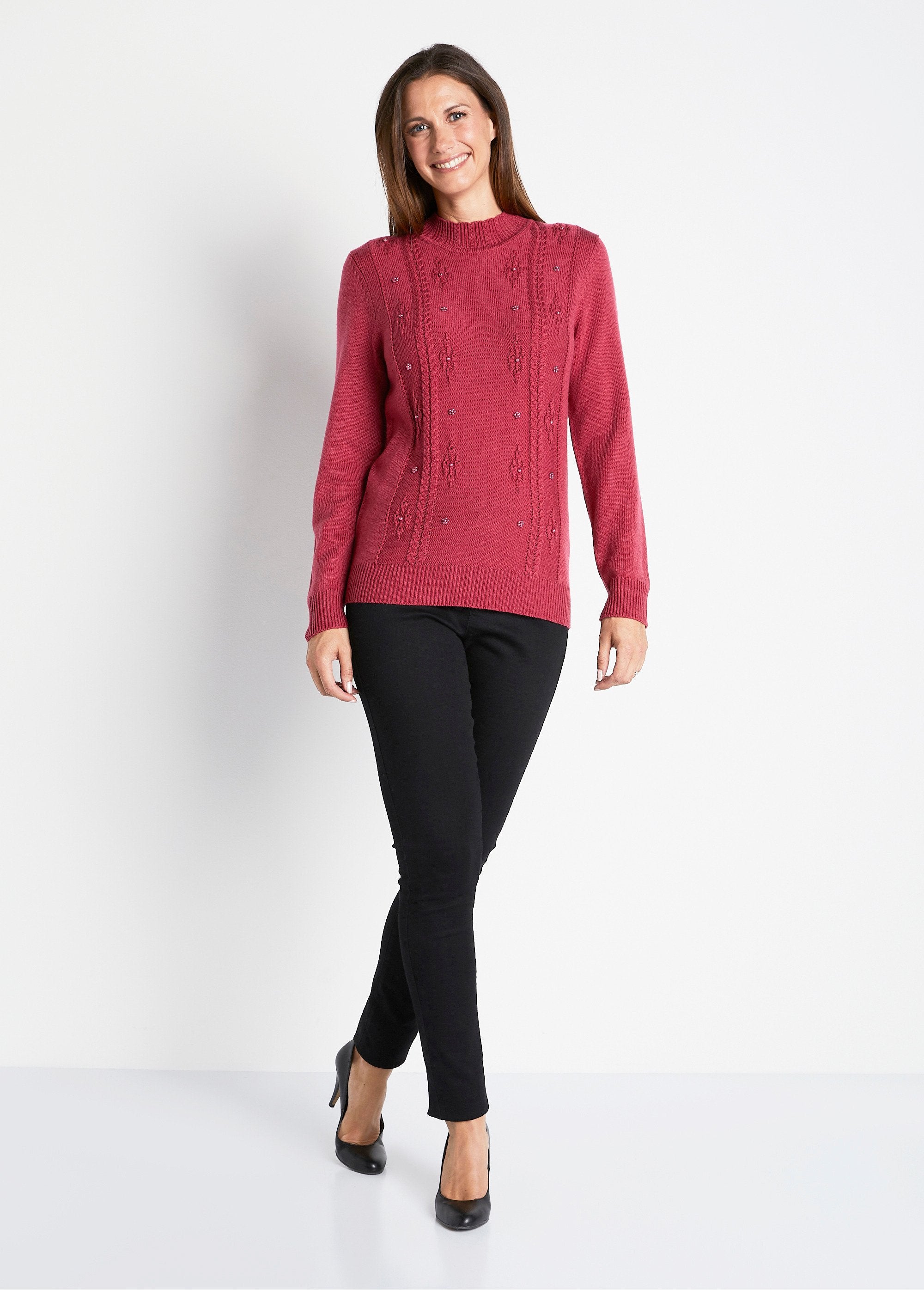 Pull_uni_perlé_torsadé_col_montant_Cassis_SF1_slim