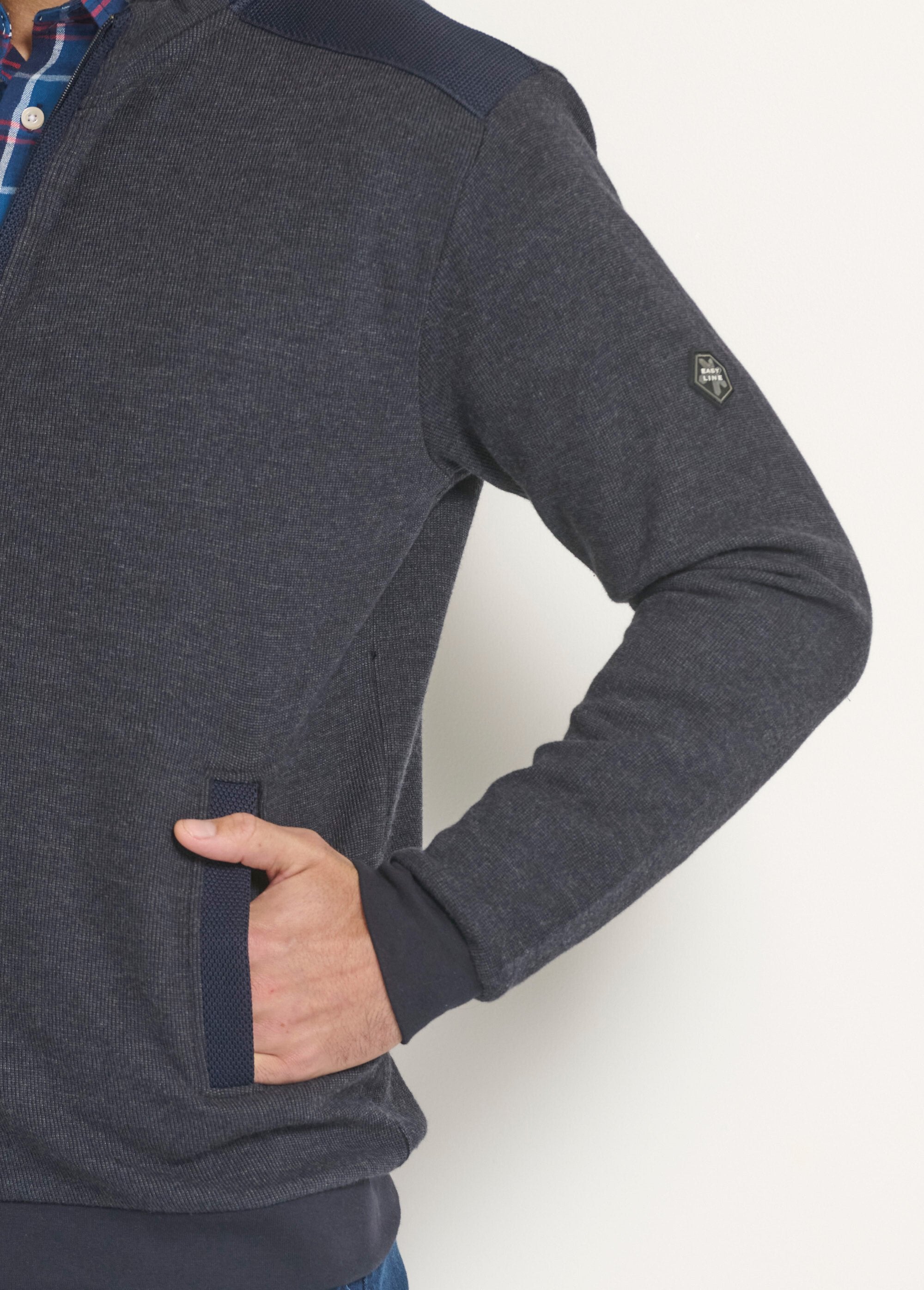 Pull_zippé_chiné_col_montant_Bleu_DE2_slim