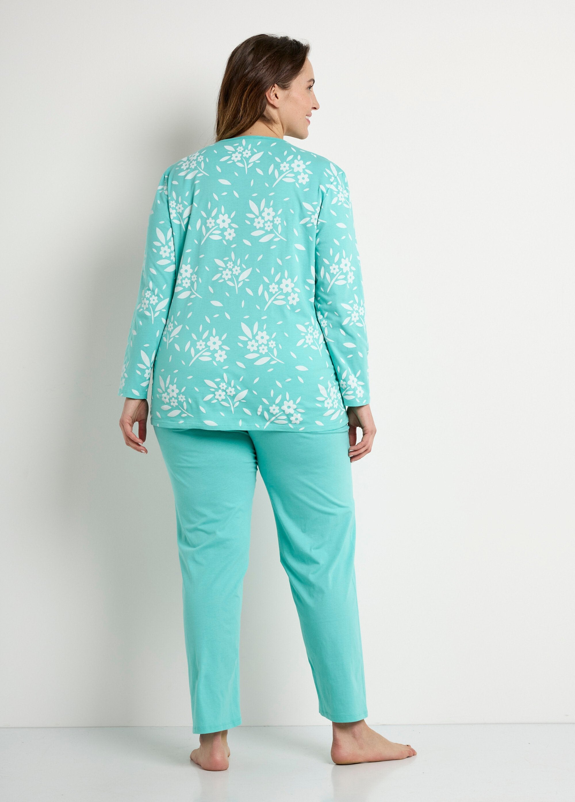 Pyjama_col_V_boutonné_coton_manches_longues_Vert_DO1_curvy