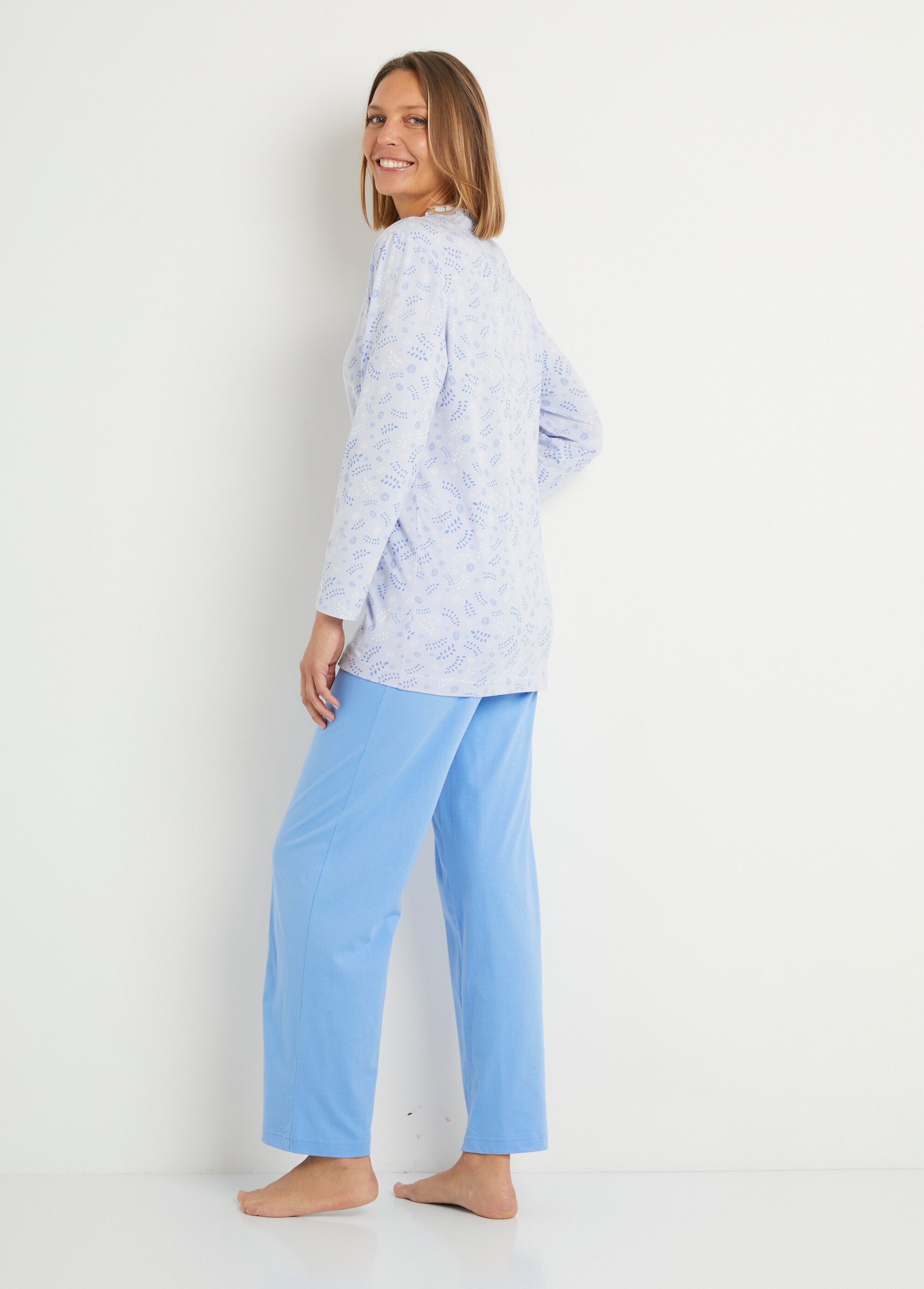 Pyjama_imprimé_boutonné_coton_manches_longues_Imprime_bleu_DO1_slim