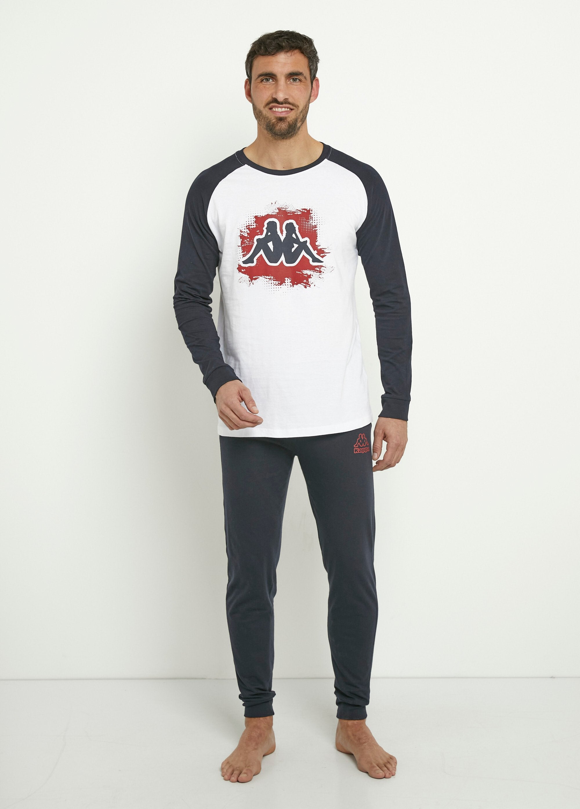 Lange_katoenen_pyjama_met_logo_Marine_FA1_slim
