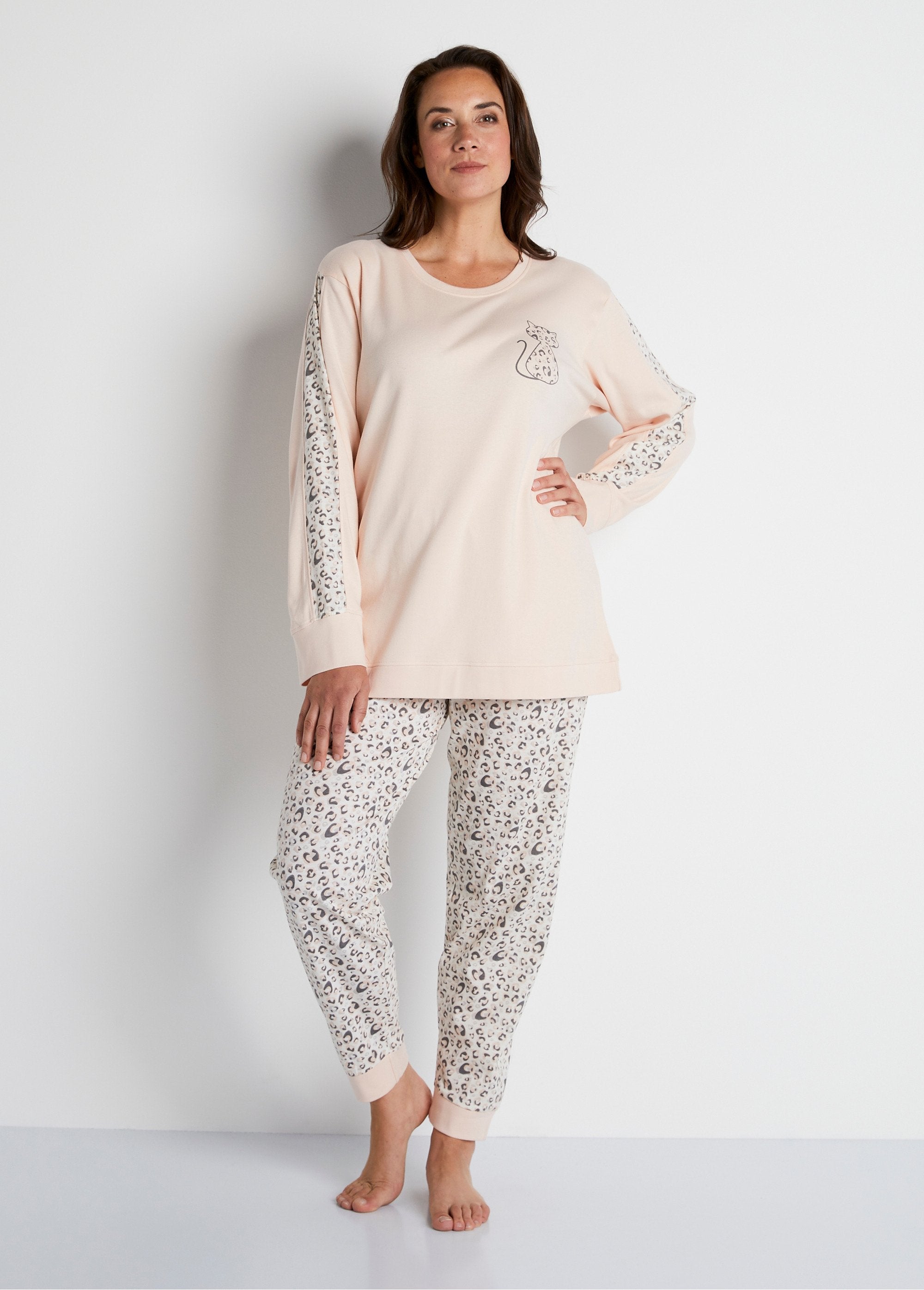 Pyjama_manches_longues_coton_interlock_Rose_et_imprime_FA1_curvy